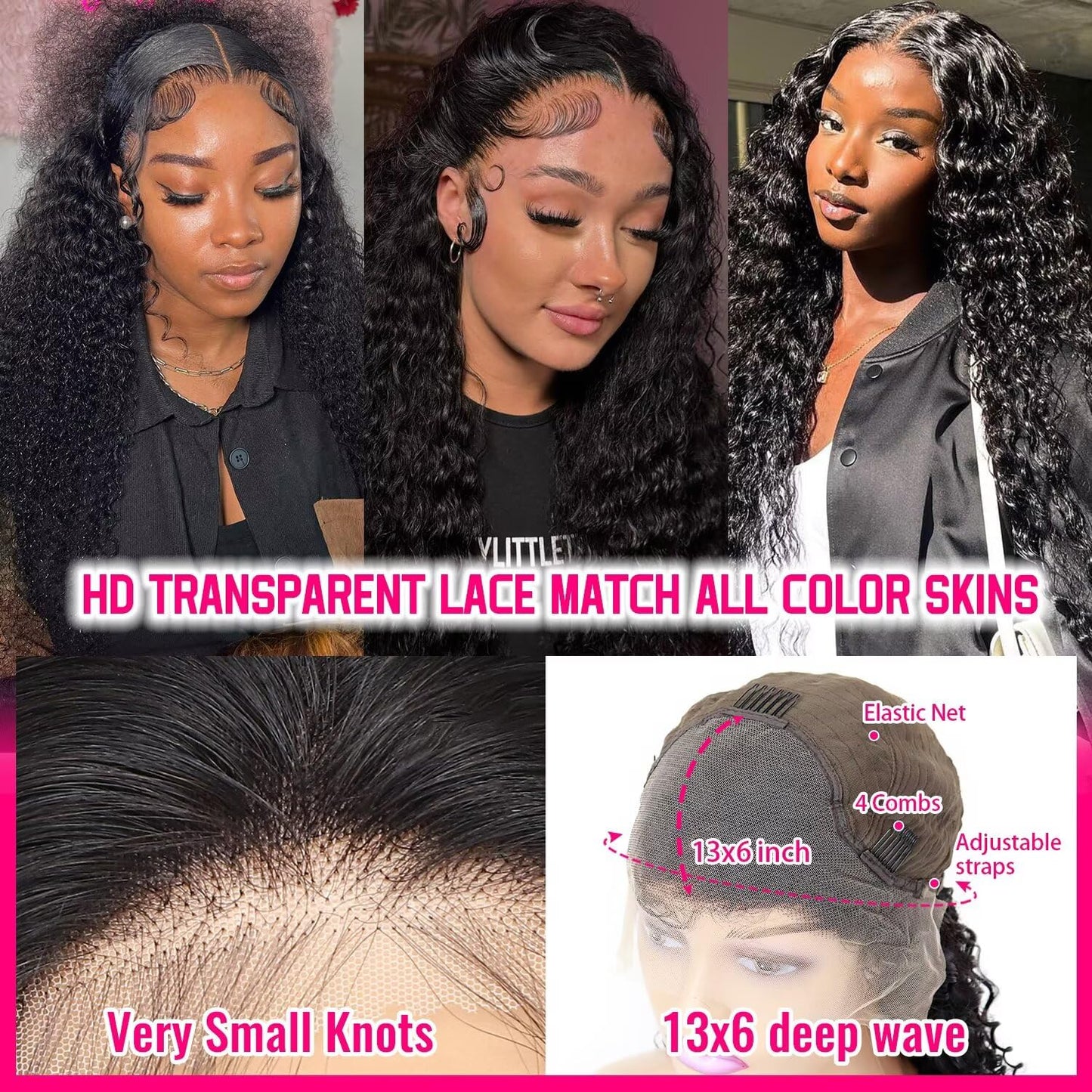 Yeeaak deep wave lace front wig human hair pre plucked hd lace frontal wigs 180% density