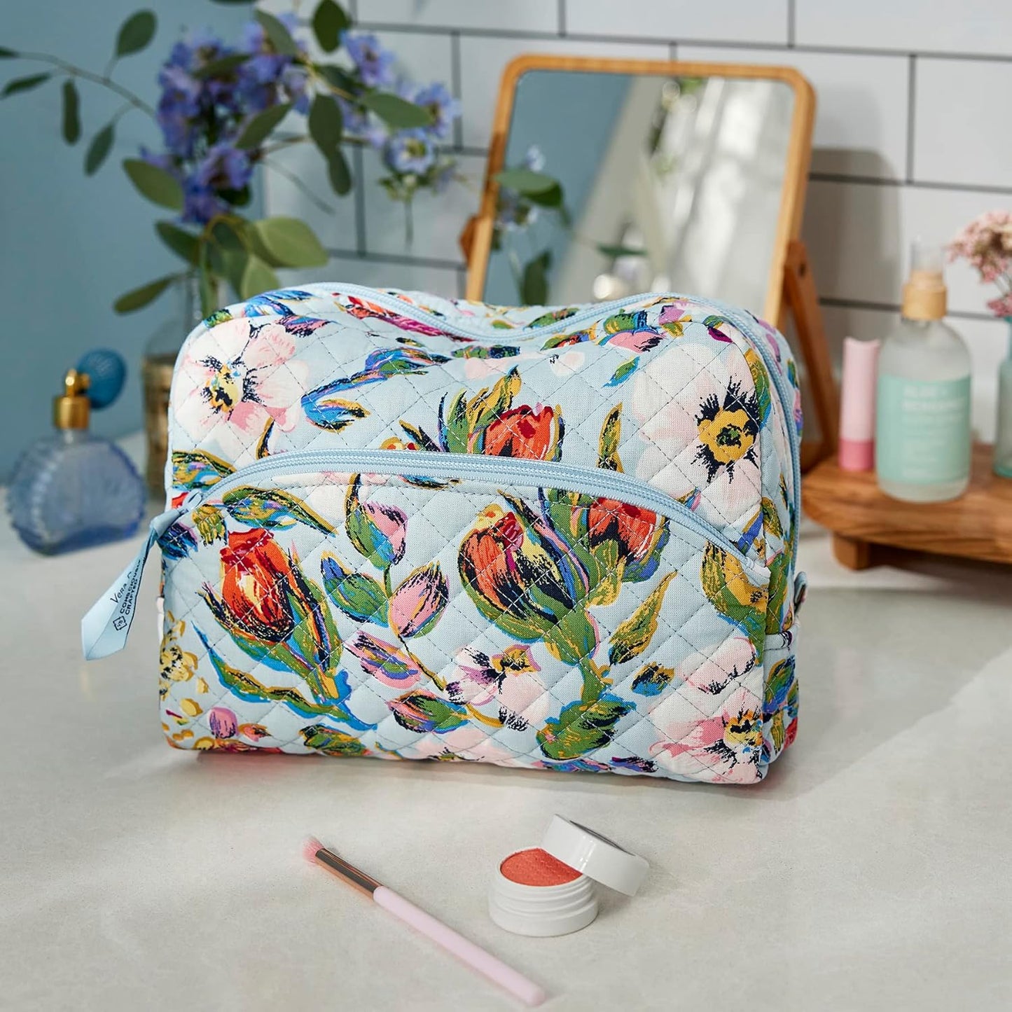 Cosmetic Makeup Organizer Bag - Large Cotton Design for Women | Stylish & Functional