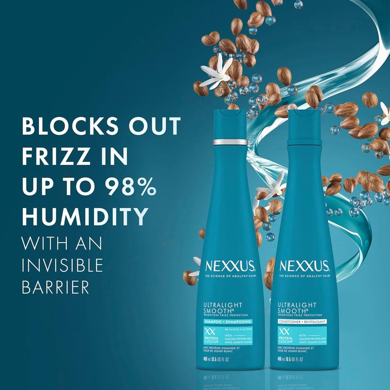 Nexxus Ultralight Weightless Shampoo & Conditioner Set - Smooth Frizz Control for Dry Hair | 13.5 oz (2-Pack)