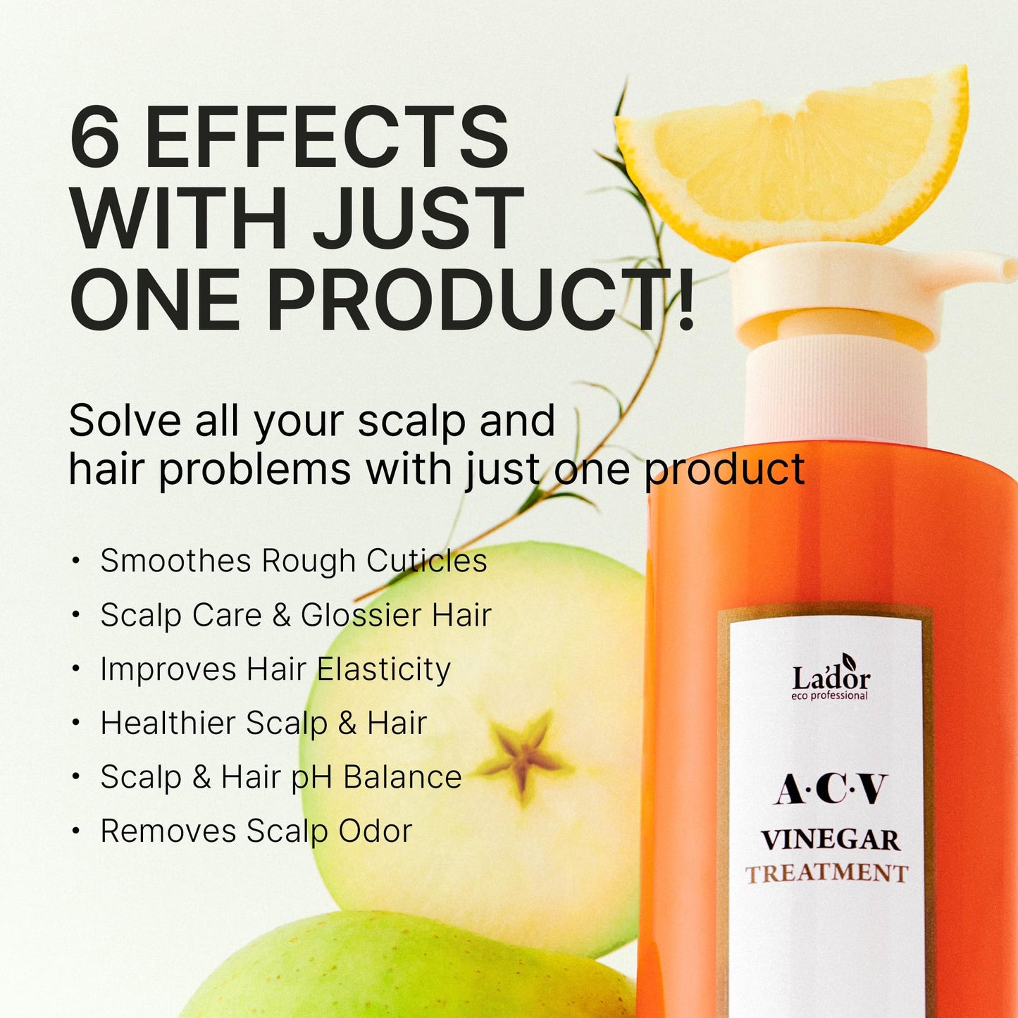 LADOR Apple Cider Vinegar Clarifying Treatment w/Tea Tree Sub-Acidic pH-balanced - Glossy Shine Refreshing for Greasy Dandruff Oily Scalp Hair Free of Silicone Paraben Sulfate 14.5 Fl Oz Korea