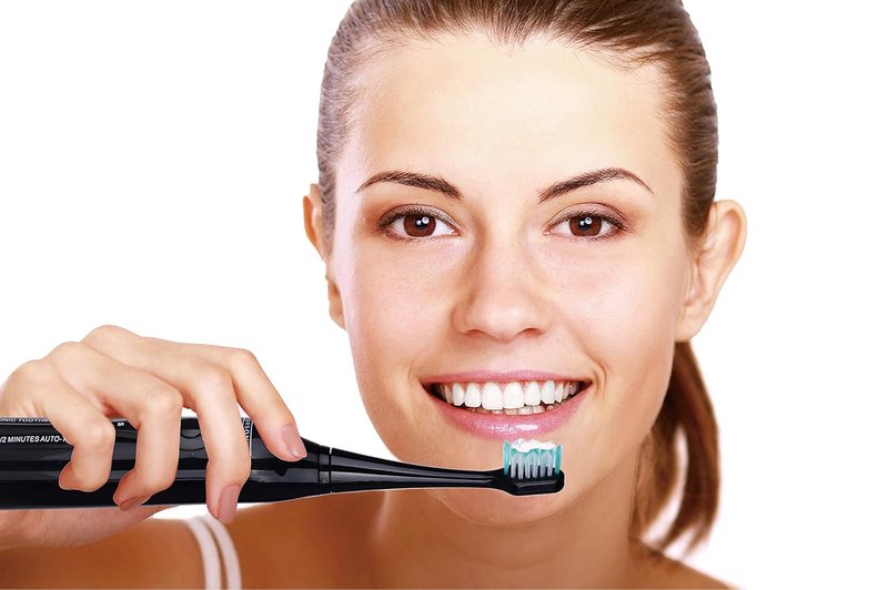 Pursonic S750 Sonic Toothbrush - Smart Rechargeable Electric Toothbrush for Adults | Black, 12 Extra Brush Heads