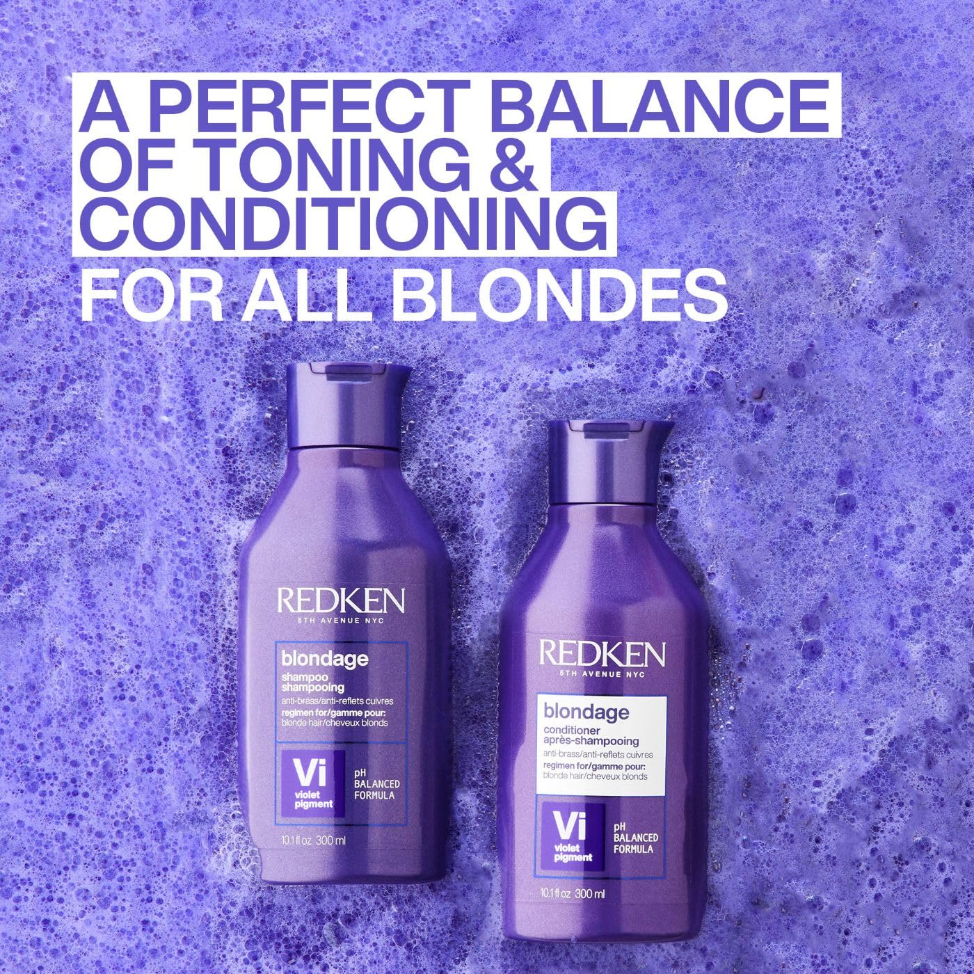 Redken Blondage Purple Shampoo and Conditioner Set For Blonde & Highlighted Hair - Neutralizes Brass & Moisturizes Hair With Pure Violet Pigments, Color Depositing, 10.1 Fl Oz (Pack of 2)