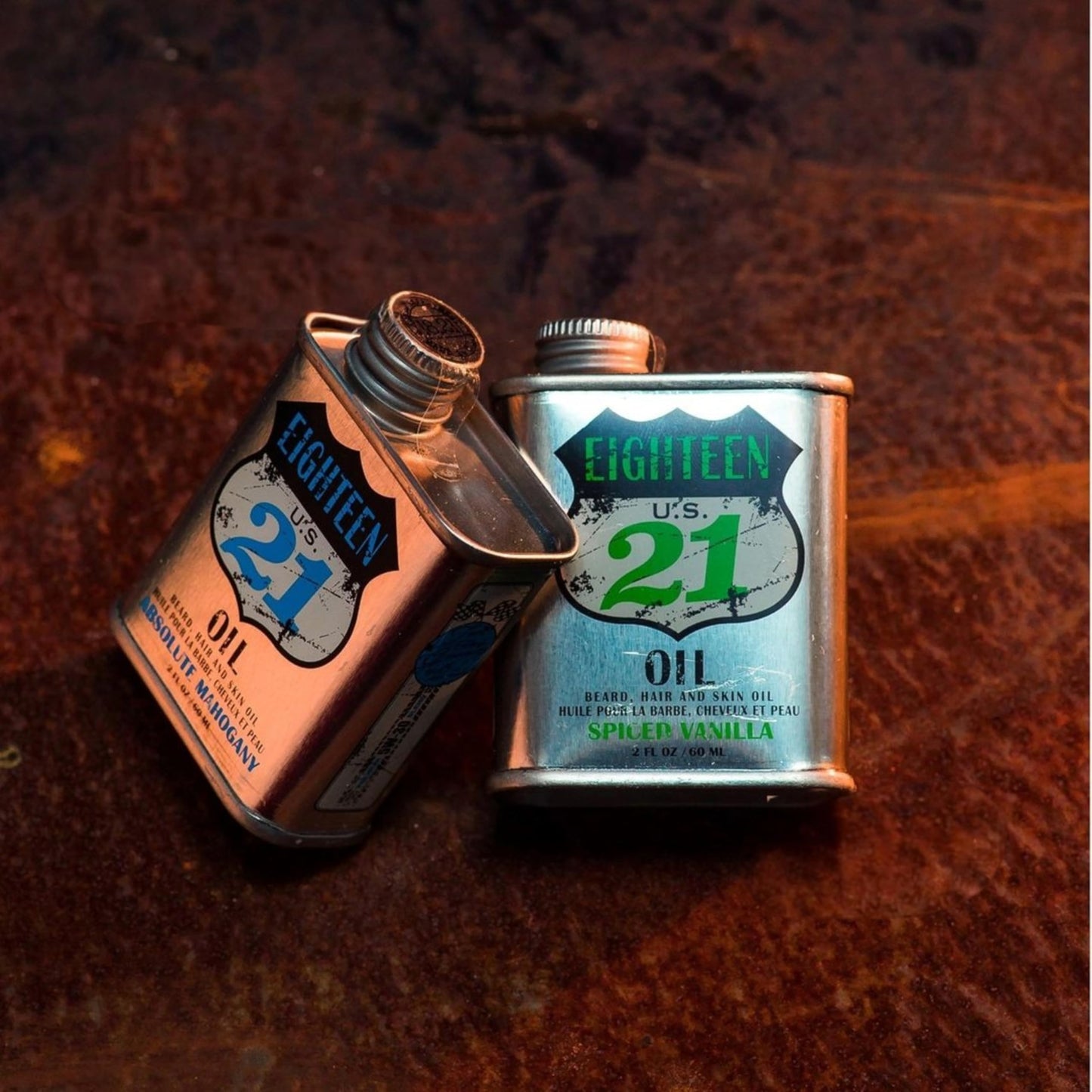 18.21 Man Made Absolute Mahogany & Spiced Vanilla Beard, Hair & Skin Oil 2-Set Bundle, All Hair & Skin Types for Men, Strengthens and Moisturizes in a Manly Aroma