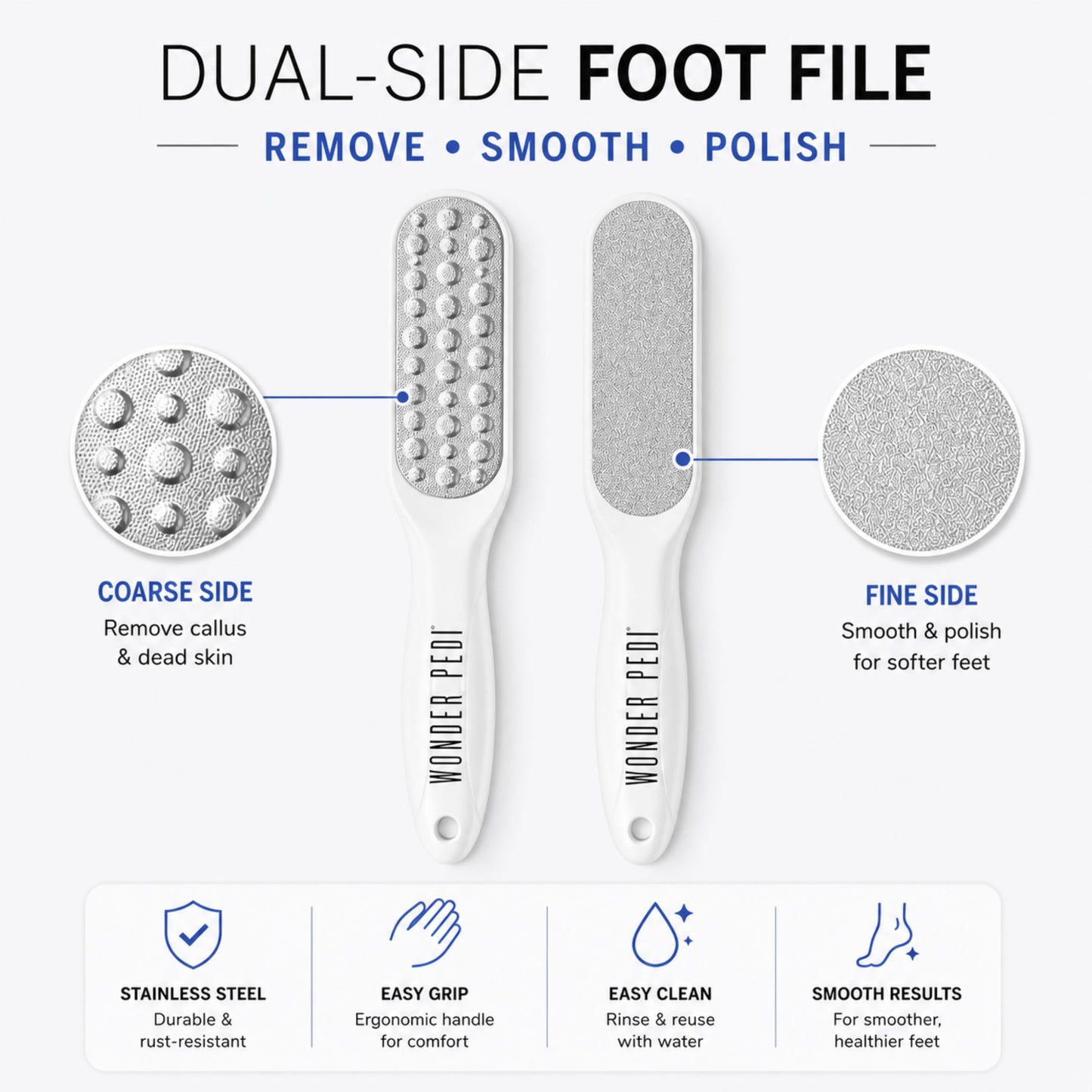 Callus Remover - Three Minutes Quick Fix- Foot File Rasp - Instant Foot Exfoliating Softener Peel Spray, Heels Callus Scrubber File - Home Spa Pedicure Treatment. Wonder Pedi