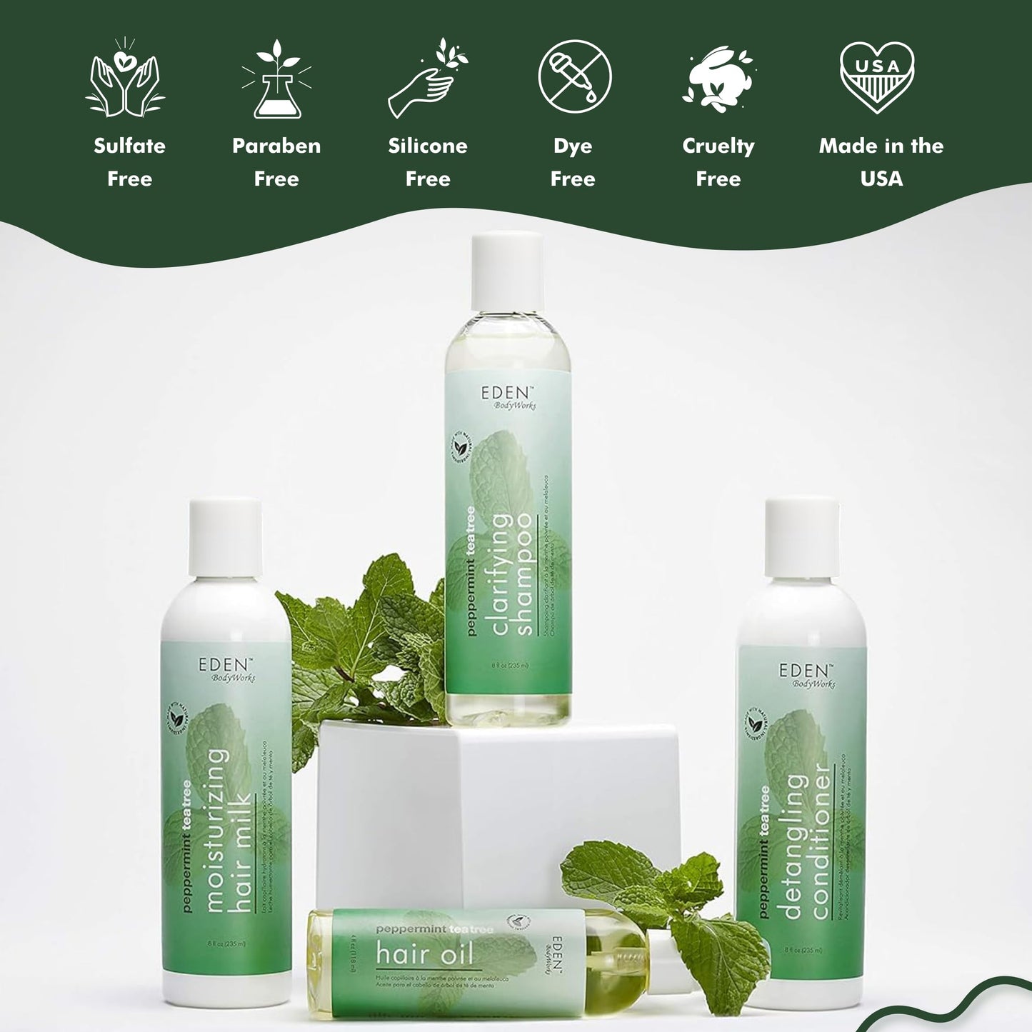 EDEN BodyWorks Peppermint Tea Tree Conditioner | 8 oz | Refresh & Soothe Scalp, Moisturize & Detangle Hair - Packaging May Vary