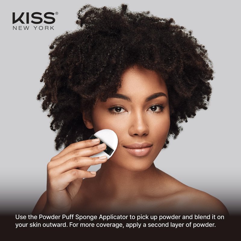 KISS NEW YORK Soft Matte Pressed Powder (Warm Honey) with Dual Ended Powder Brush Set, Blurring Poreless Face Powder Makeup, Medium Coverage Setting Powder Infused with Salicylic Acid & Niacinamide