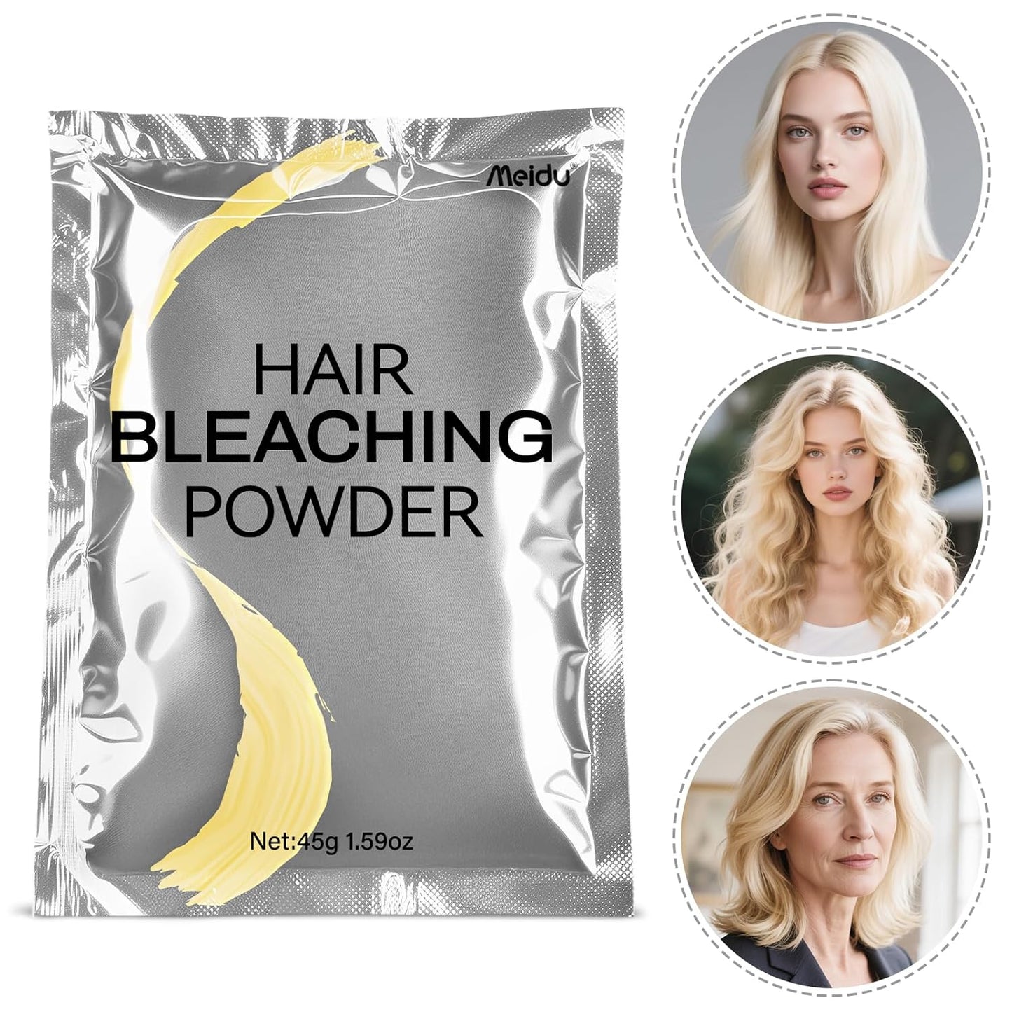 Professional Hair Bleach Powder - Mild Formula for Quick Color Removal & Highlights | 45g (1.5 oz)