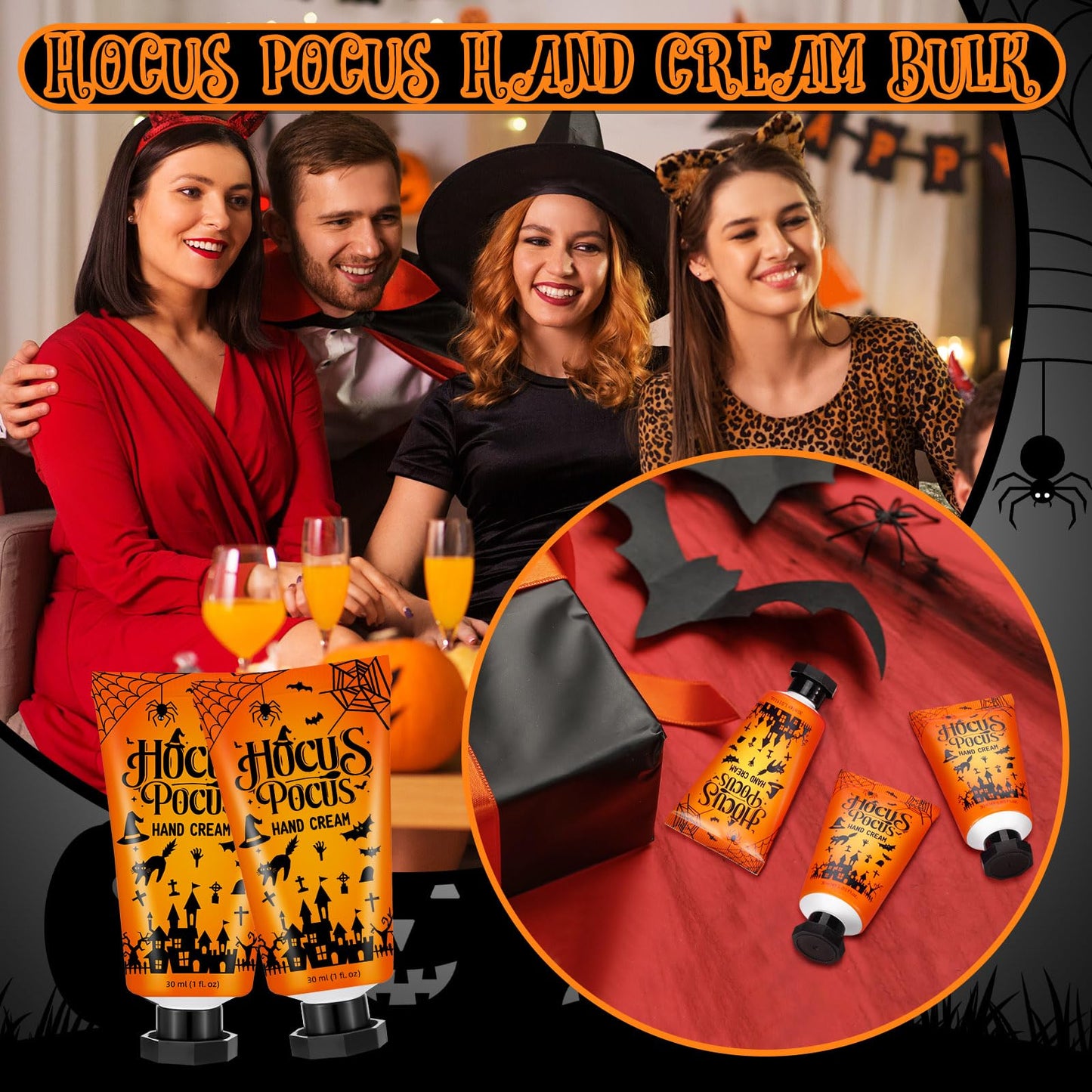 Heigble 48 Sets Halloween Hand Cream Gifts Bulk Halloween Party Supplies Favors Hand Cream Travel Lotions Size Bulk with Ghost Spiderweb Skull for Birthday Christmas Holiday Party Guest Gifts