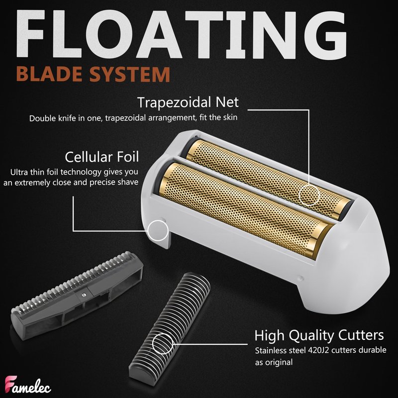FAMELEC 4 Pack Replacement Foils and Cutters for Andis Shavers TS-1 TS-2 Pro Foil Lithium Titanium Foil Shaver, Cord/Cordless, Smooth Shaving Cordless Shaver #17150 17235 17220 17155 17160 17280