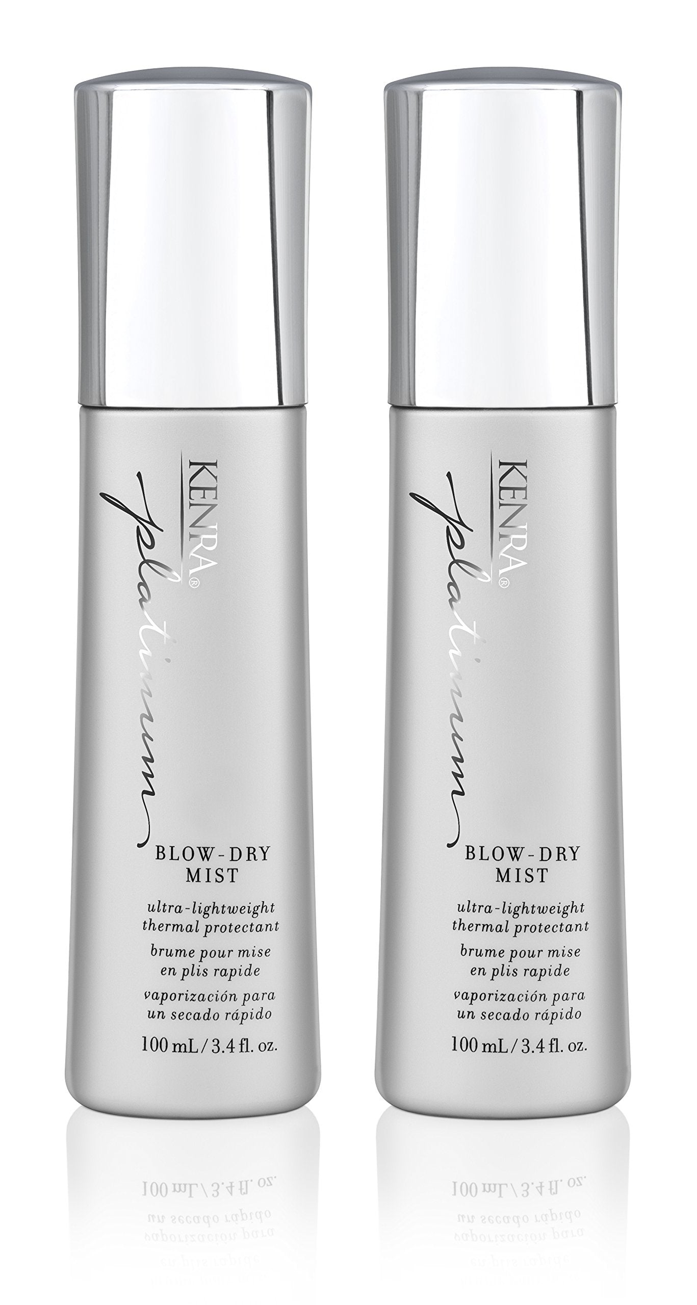Kenra Professional Platinum Blow-Dry Mist | Ultra-Lightweight Thermal Protectant | Detangles, Smooths, & Softens | Eliminates Frizz & Resists Humidity | Fine To Medium Hair | 3.4 fl. oz. (2-Pack)