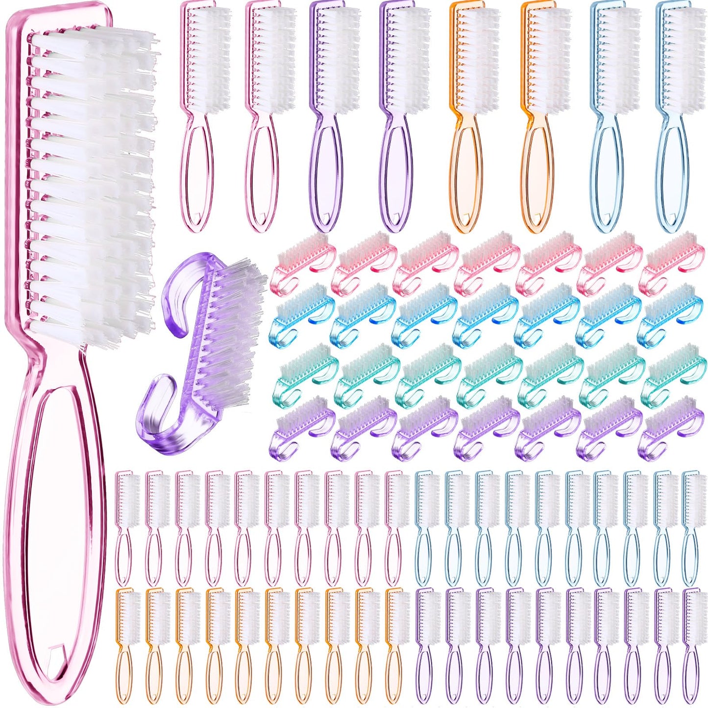 Patelai Nail Brushes for Cleaning Handle Grip Nail Brush Bulk Colorful Scrubber Fingernail Hand Toes Cleaning Brushes Pedicure Scrubbing Tool for Men and Women, Multicolor(100 Pcs)
