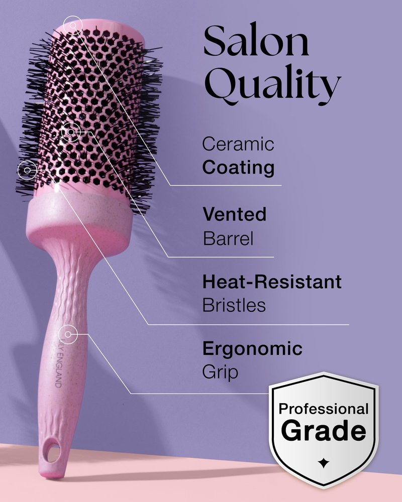 Lily England Round Blow Dry Brush Set for Women - Perfect for Voluminous Blowouts - Ceramic Ionic Technology - Luxury Gift for Her (Pink)