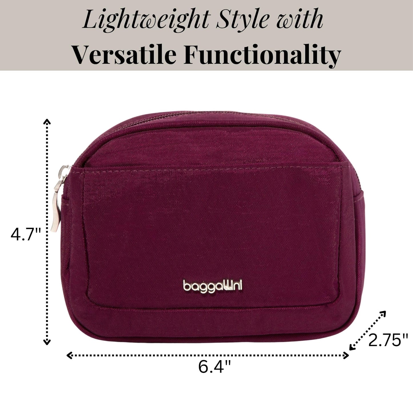 Baggallini Small Cosmetic Pocket - Lightweight 6x4 Inch Makeup Bag - Travel Essentials Makeup Organizer
