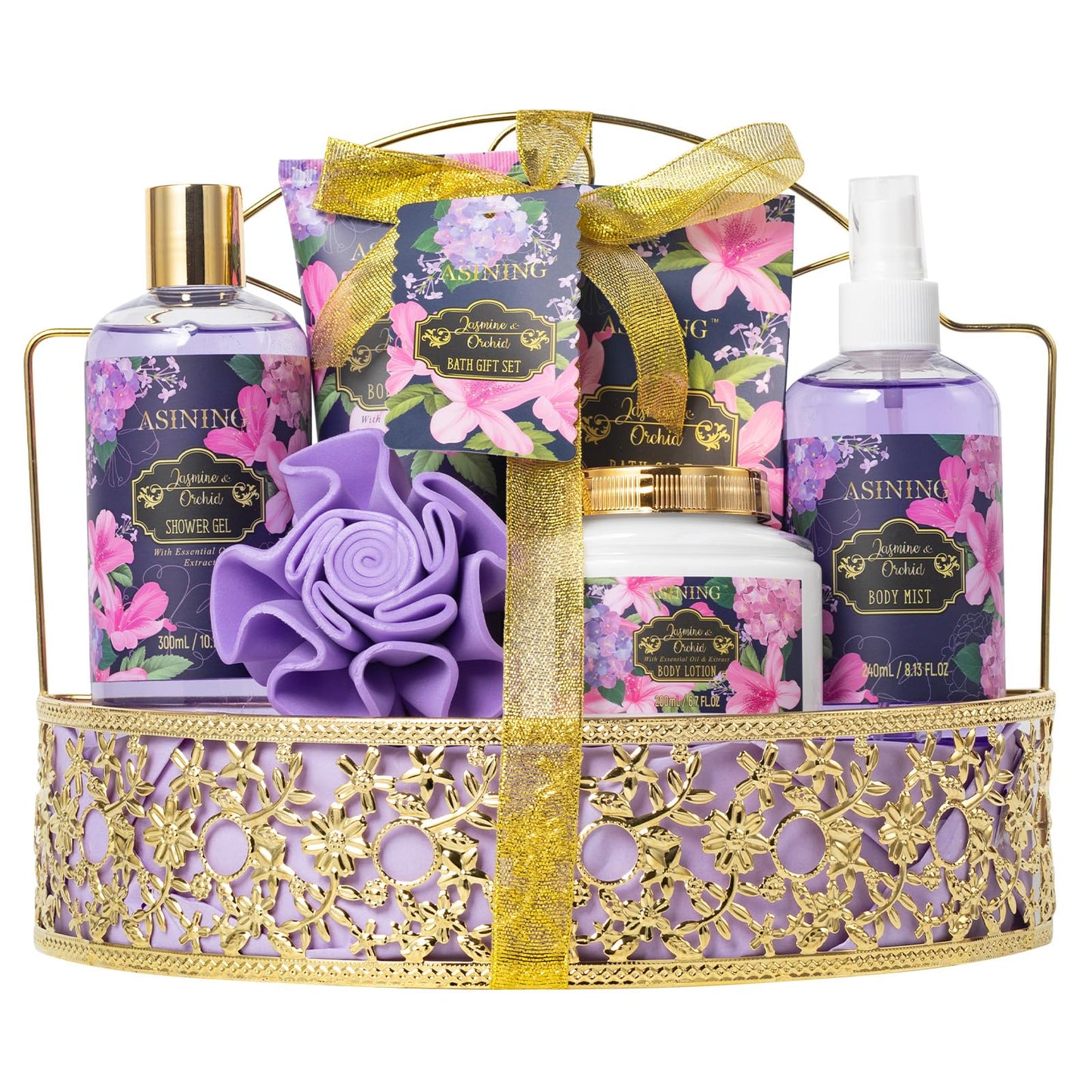 Beauty Kits for Women, Home Spa Baskets Bath Gifts, Bath Spa Kit for Women with Scents Lotion, Luxury Orchid & Jasmine Scent Gift Basket for adults Beauty & Personal Care Set Body Gift Set