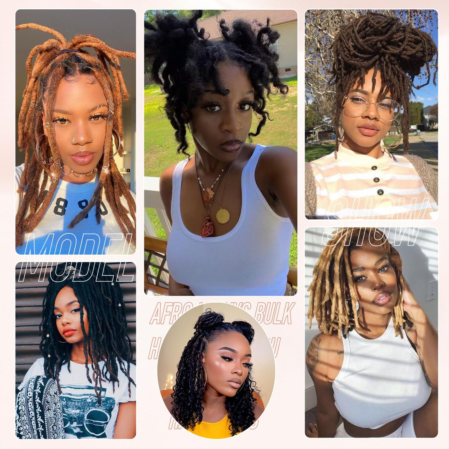 Teresa Afro Kinkys Bulk Human Hair For Twists, Afro Kinky-Curly Human Hair Bulk For Dreadlocks Extensions,Bulk Human Braiding Hair Afro Kinky Twist Extensions Natural And Soft (14 Inch, 30g/Pack)