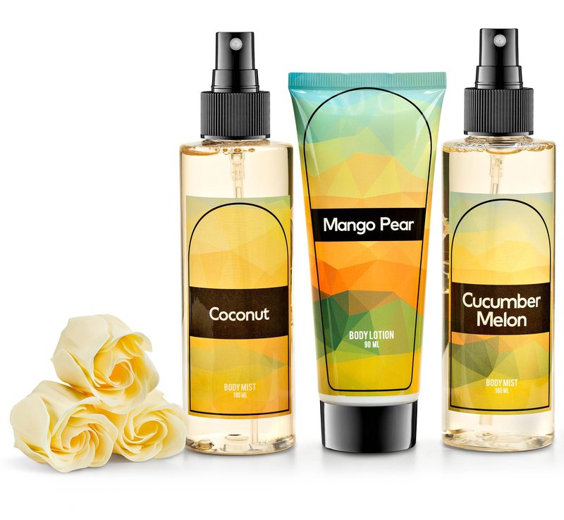 Fine Fragrance Body Mist & Body Splash Gift Set – Luxury Self-Care Combo for Women and Girls (Coconut, Cucumber, Mango Pear, Rose Soap) –for Mom
