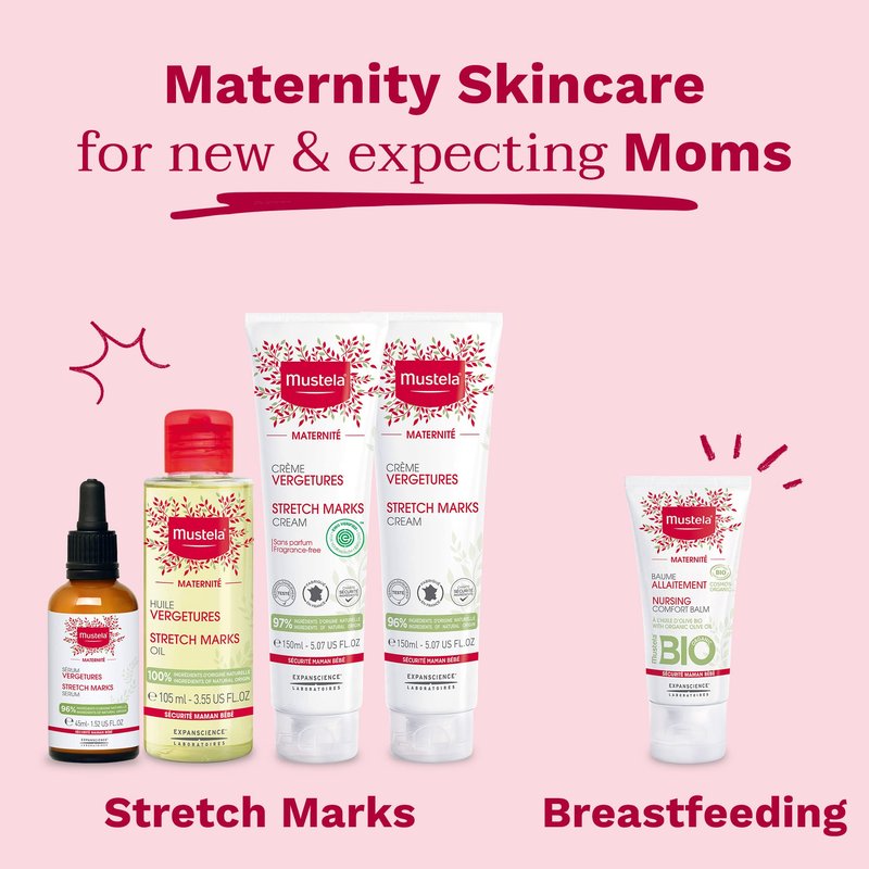 Mustela Maternity Stretch Marks Body Serum for Pregnancy - with Natural Avocado & Maracuja Oil - Fragrance-Free & EWG Verified - 1.52 fl. Oz