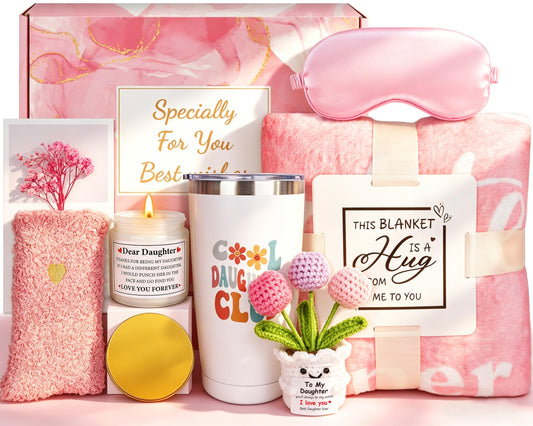 Gifts for Women Self Care Gifts Get Well Soon Gifts, Lavender Relaxation Spa Gift Basket Sets with Luxury Flannel Blanket, Unique Mothers Day Mom Gifts Basket for Mom Wife Grandma Sister