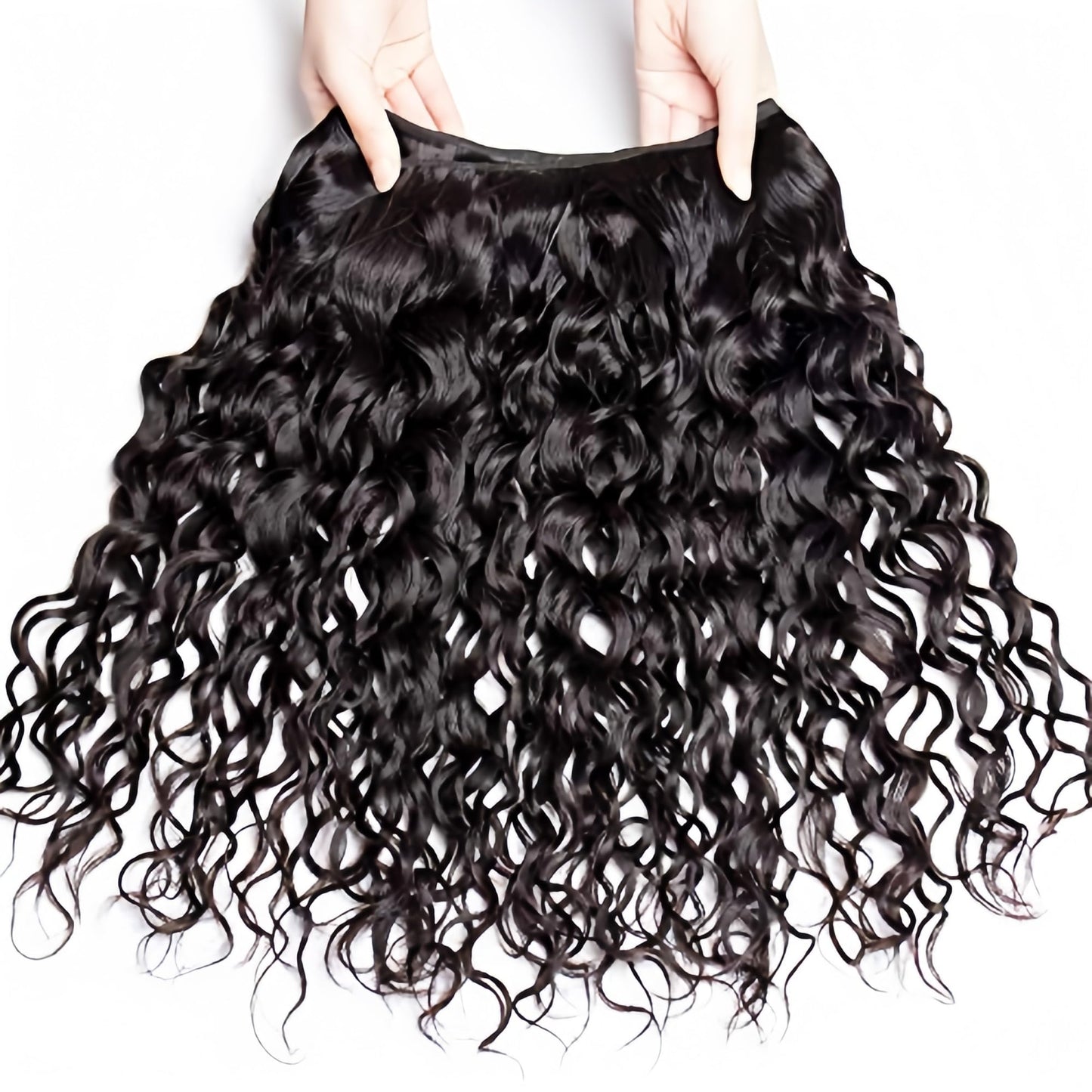 Foruiya Water Wave 4Bundles(50g/bundle) with 4X4 Lace Closure Deep Curly Human Hair Bundles with Closure Brazilian Wet and Wavy Bundles with Closure(8/8/8/8+8")