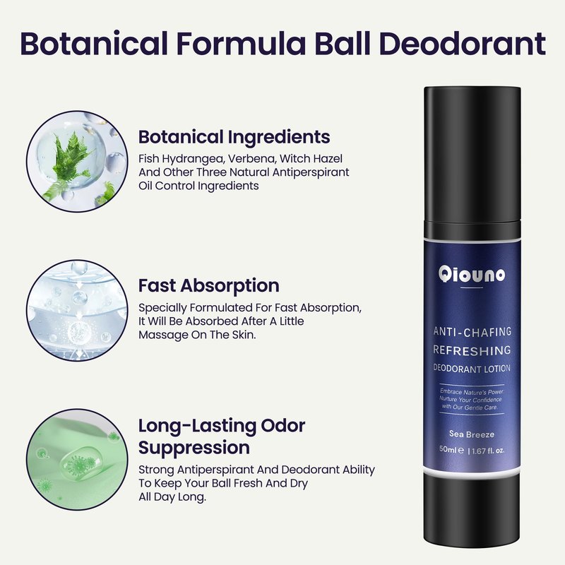 Ball Deodorant for Men, Male Care Botanical Formula Deodorants with Fast Absorption, Premium Scent Full Body Deodorant for Men