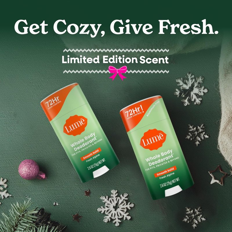 Lume Whole Body Deodorant - 72-Hour Odor Control Solid Stick | Aluminum-Free, Skin-Loving Formula - 2.6 Ounce (Fresh Alpine)