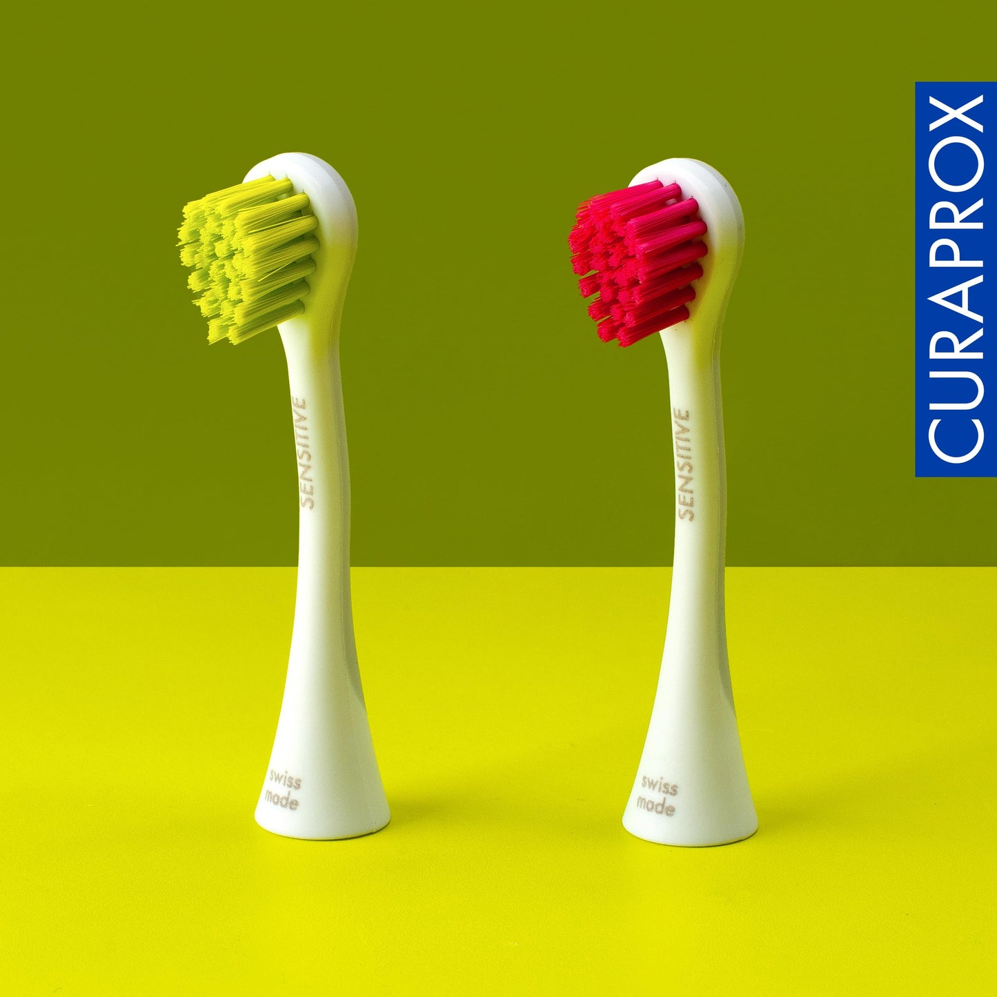 Curaprox Hydrosonic Brush Heads Rainbow Sensitive Duo – for Gentle Gum Care & Precise Cleaning | Magenta/Green, 2-Pack | Compatible with All Curaprox Sonic Models | Swiss Made