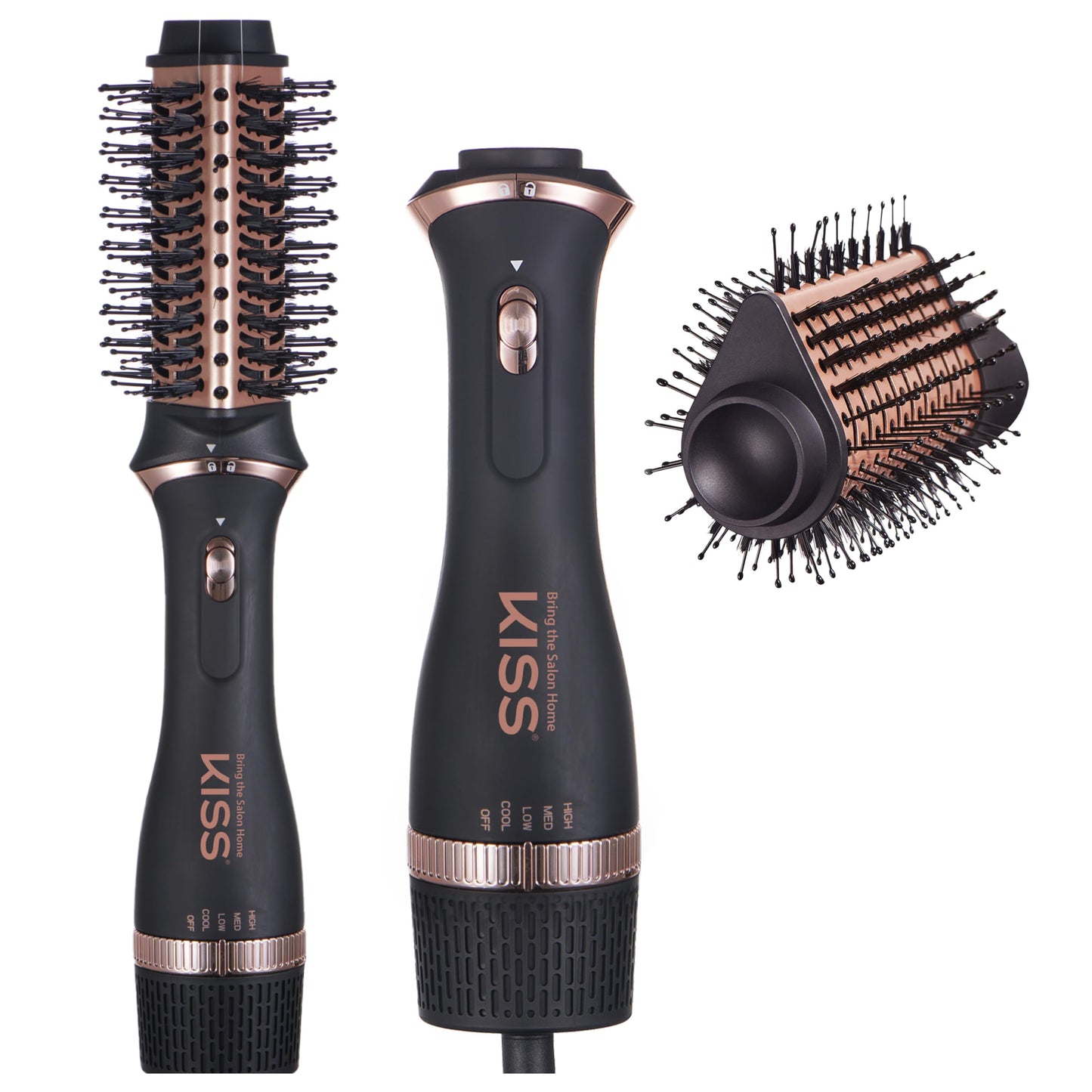 Kiss Volume Boosting Air Brush, Detachable Ceramic Waterdrop Shaped Brush Head, Maximum Root Boosting Hair Dryer, 4 Heat Settings, Tangle-Free Bristles, 360° Swivel Cord