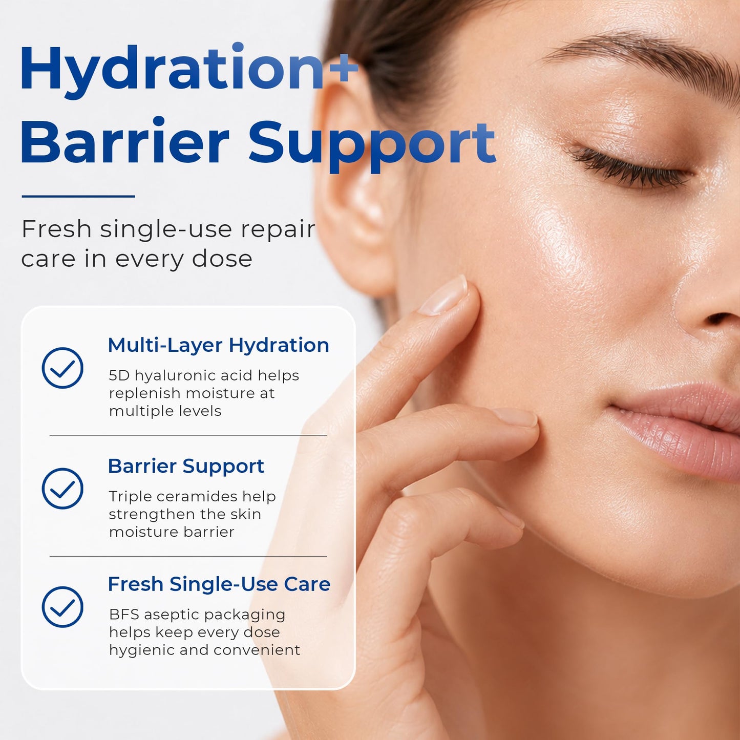 SKINERSE Intensive Repair Serum, 15%Hyaluronic Acid for Sensitive Skin Anti Aging Ultra Hydrating Serum for Face Calming Barrier Repair Redness Relief with Ceramides Centella 30Vials Daily Travel Care