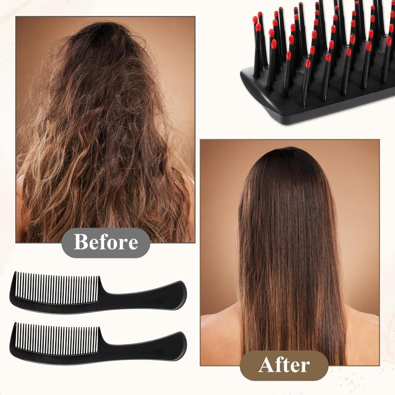 JJUNW 60 Pcs Hair Brush and Comb Set, Bulk Hair Brushes for Homeless Individually Wrapped, Lightweight Hair Brush and Comb for Women, Kids, Hotel Travel (Black)
