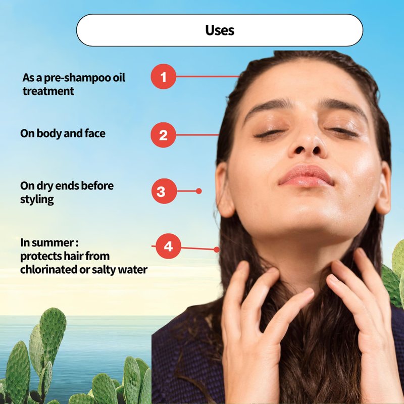 SHAERI Multi-Use Care Oil - Hair Oil for Frizzy Hair - Enriched with Sweet Almond, Macadamia Nut, Safflower Seed, Jojoba, and Prickly Pear - 3.4 oz