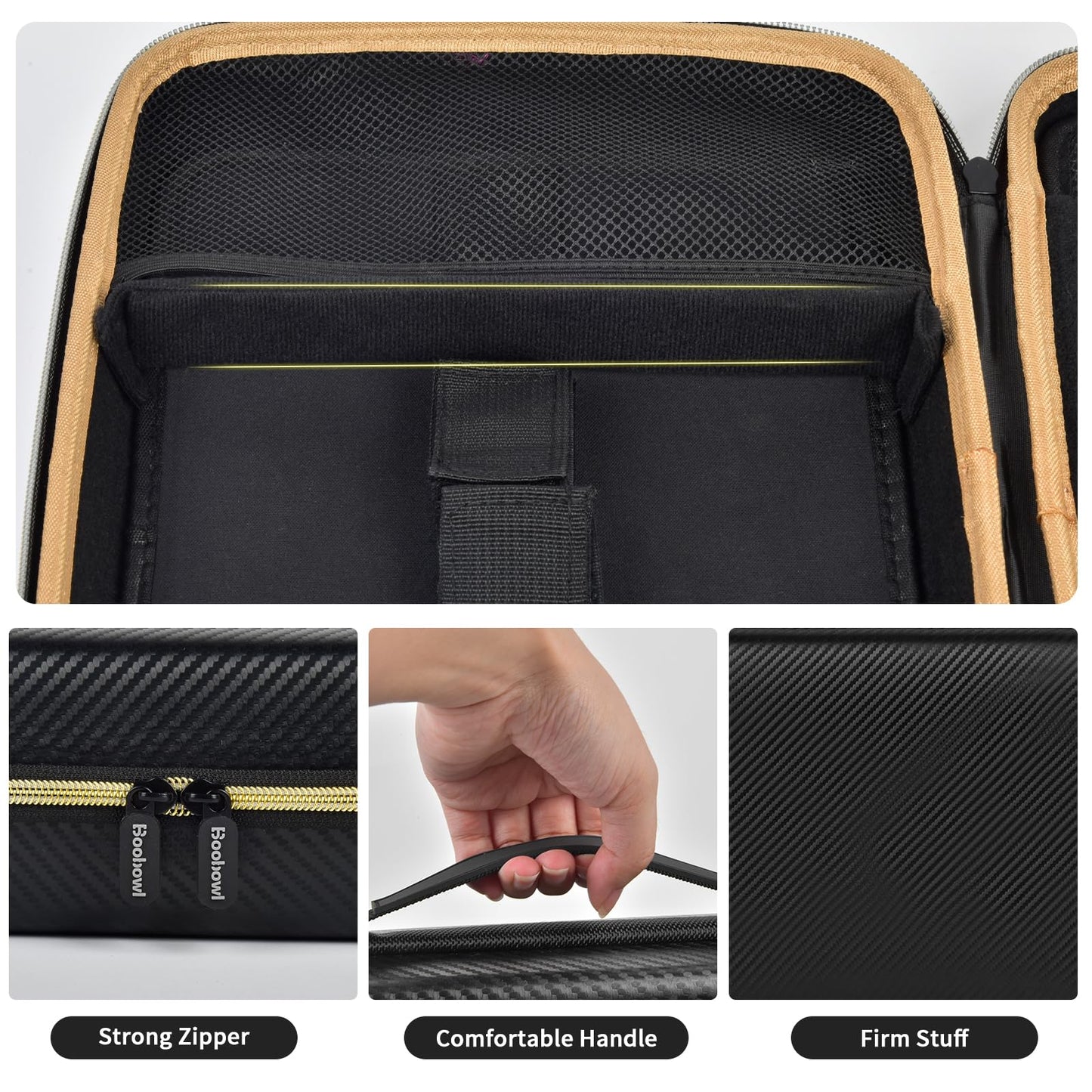 Boobowl Hard Travel Case for Hair Clippers, Hair Cutting Barber Supplies Organizer Bag, Trimmer Storage Holder for Ufree/for Wahl/for Andis Men Razor Guard Grooming Kits -Dark Black