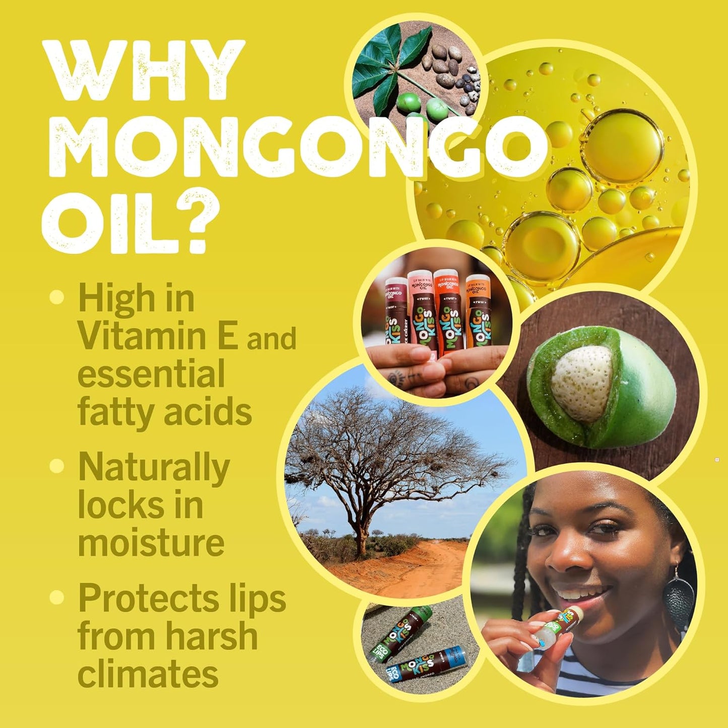 Eco Lips Mongo Kiss Organic Lip Balm 7-Pack | Nourishing Flavors: Blood Orange, Black Cherry & More