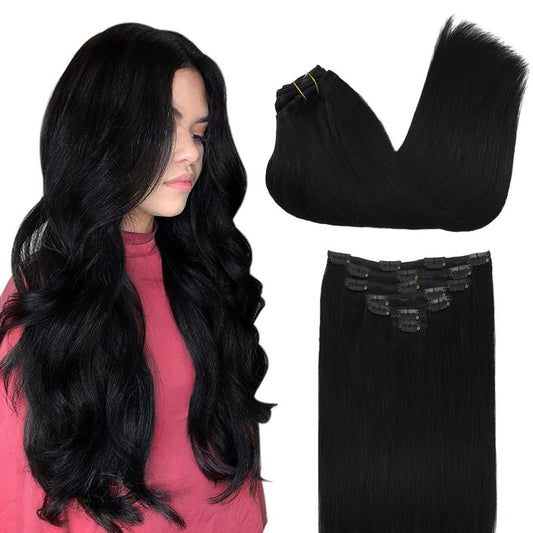 GOO GOO Clip in Hair Extensions Real Human Hair, Remy Human Hair Extensions Clip ins for Women, Natural Human Hair
