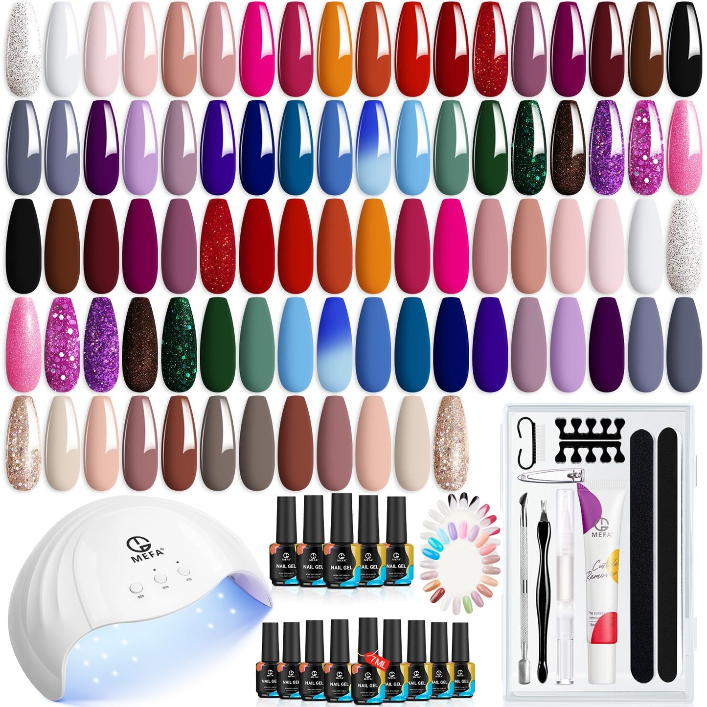 Gel Nail Polish Kit with UV Light - 42 Colors, Base & Top Coats, Nail Art Accessories | DIY Manicure Starter Set