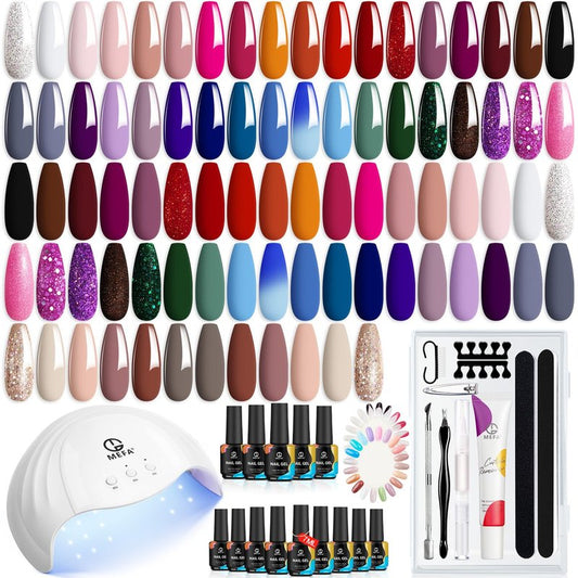 Gel Nail Polish Kit with UV Light - 42 Colors, Base & Top Coats, Nail Art Accessories | DIY Manicure Starter Set