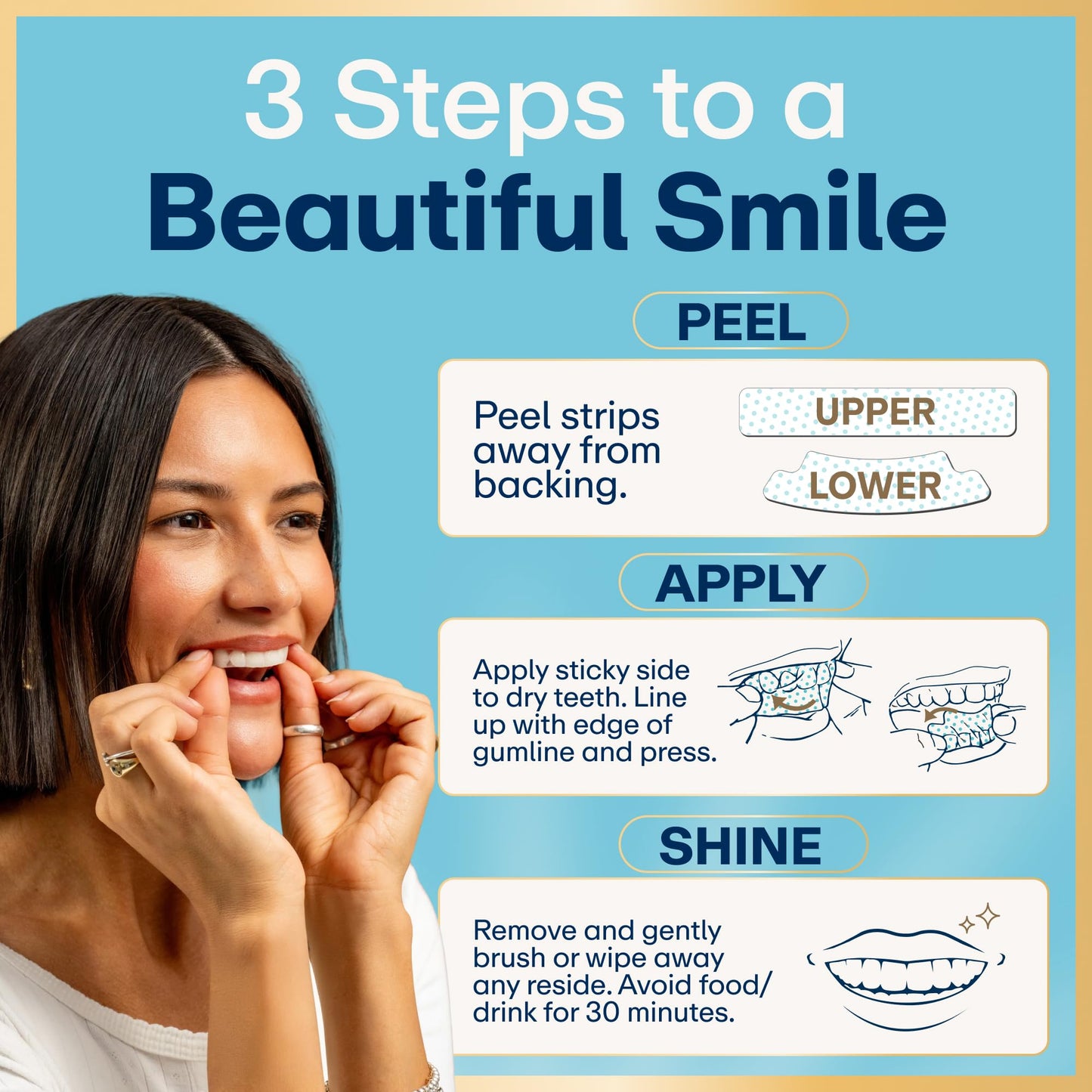 Lumineux Teeth Whitening Strips, Peroxide Free, 9 Treatments (1 Month)