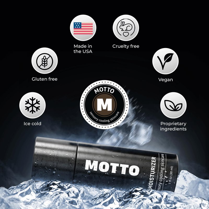 MOTTO Men's Face Moisturizer: "A Cold Plunge For Your Face". ICE COLD Hydrating Cream, Lightweight & Non-Greasy for Daily Use. Soothes & Cools Instantly.