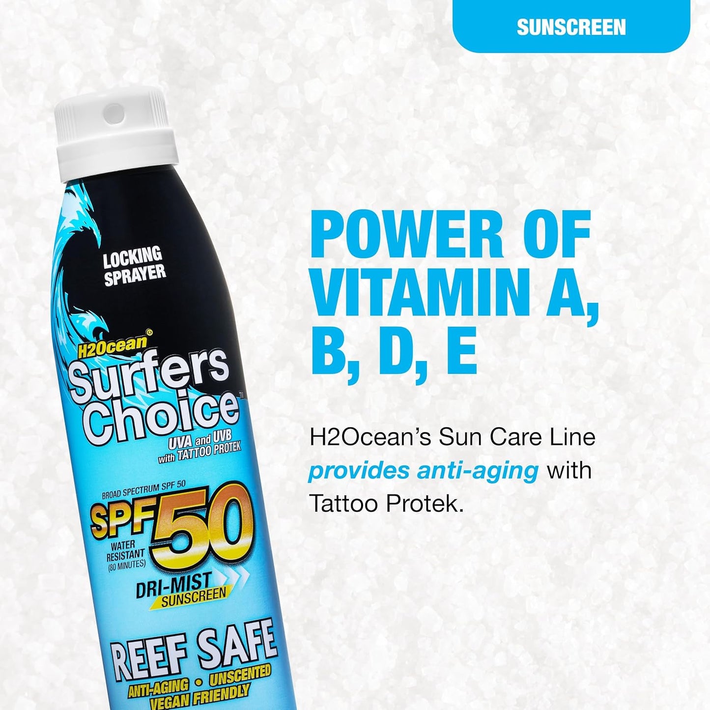 H2Ocean SPF 50 Sunscreen Spray - Quick-Drying Tattoo Aftercare & UV Protection | Reef-Safe, 6 oz (Pack of 2)