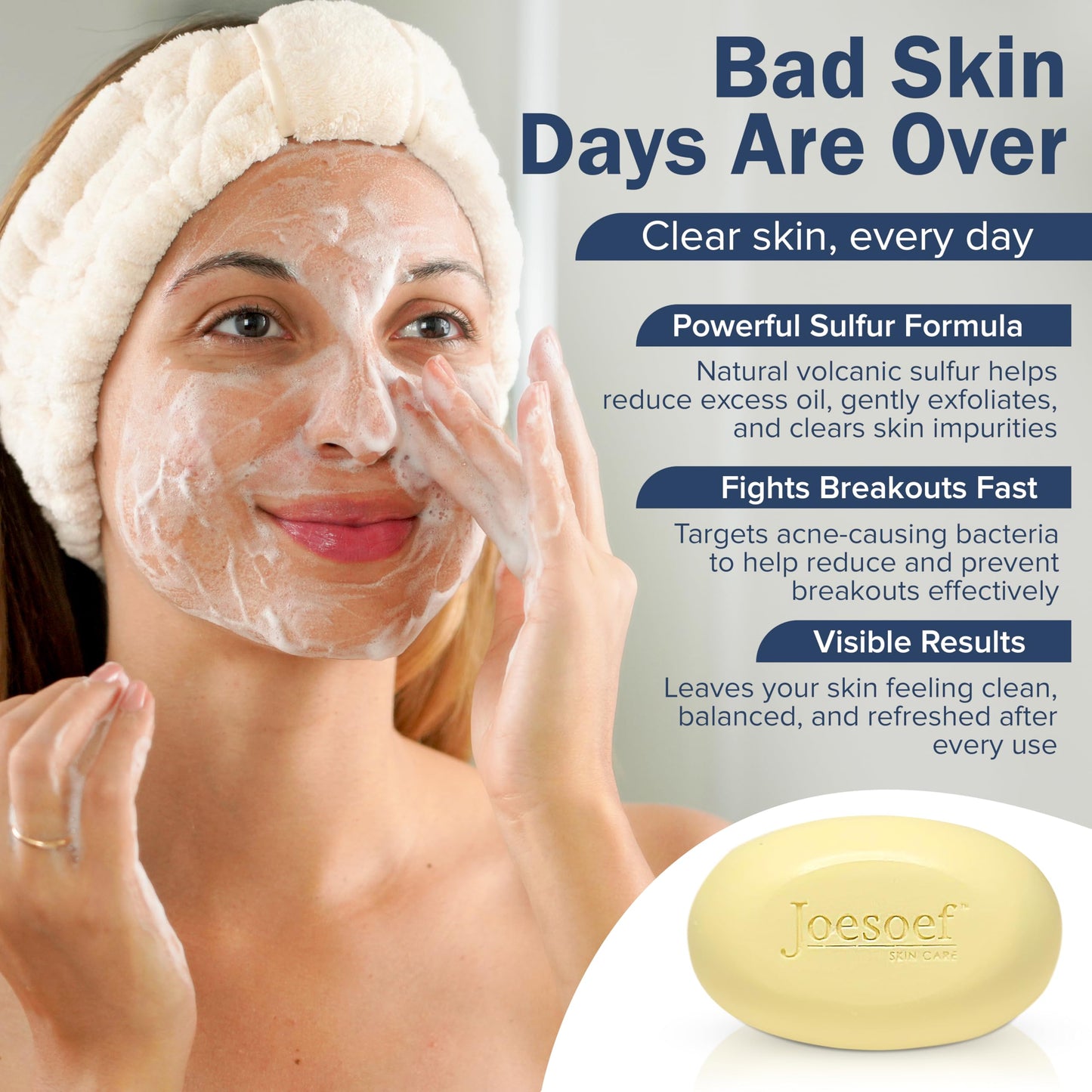 JOESOEF SKIN CARE Sulfur Soap for Acne Pharmaceutical Grade Dermatologists Approved for Acne Rosacea 100G