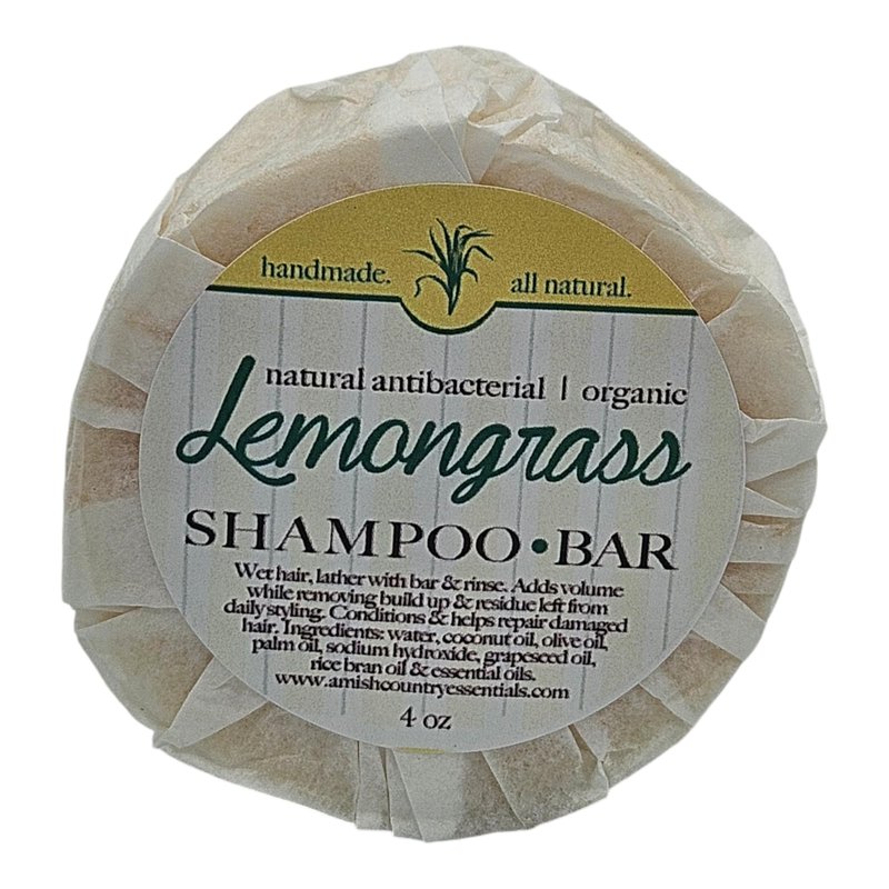 Amish Country Lemongrass Shampoo Bar, Energizing & Refreshing Hair Care, All Hair Types, Refreshing Lemongrass essential oil,