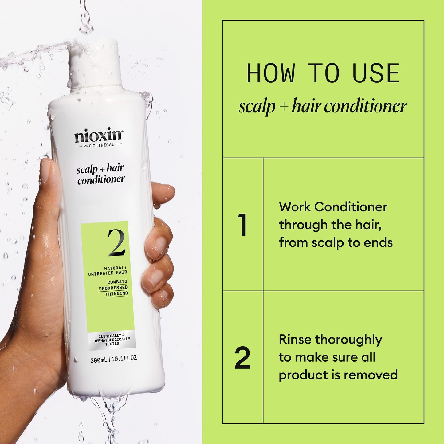 Nioxin Scalp + Hair Thickening System 2 Conditioner | For Natural or Untreated Hair with Progressed Thinning | With Niacinamide and Biotin |10.1 Fl oz.
