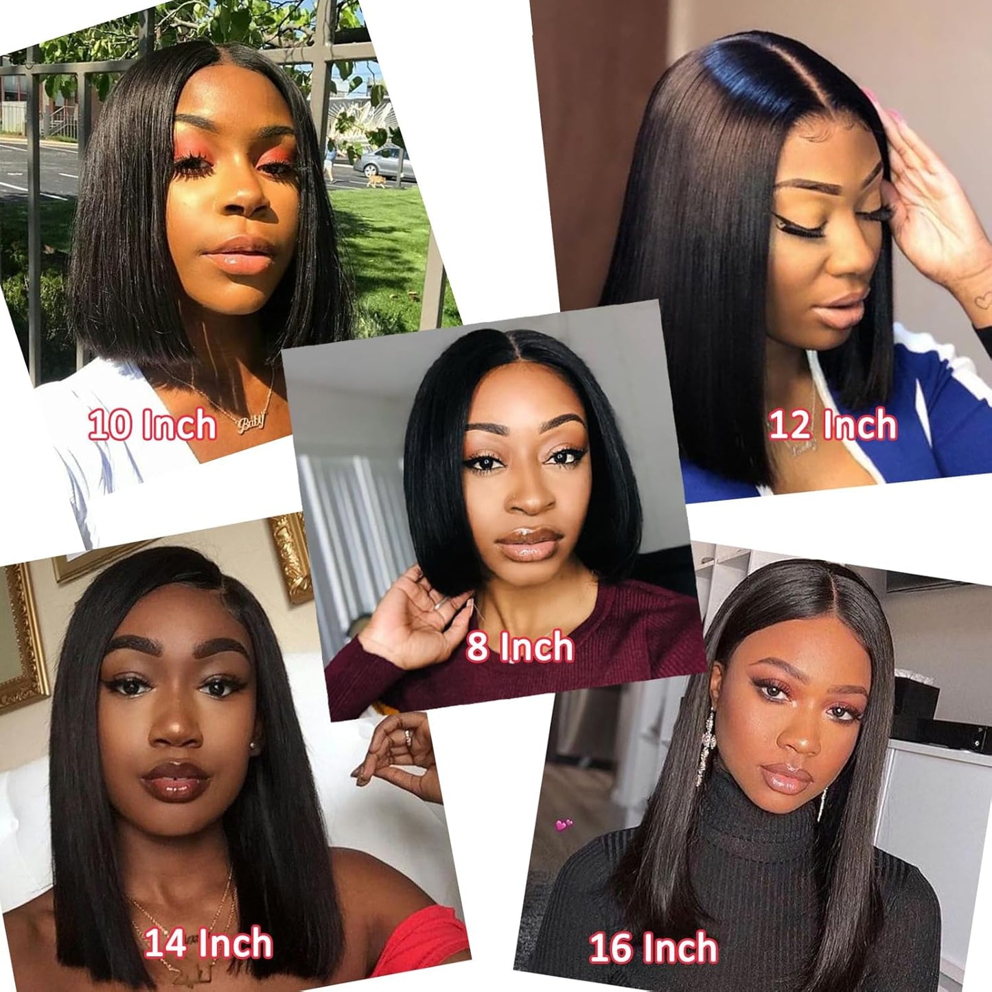 13x4 Lace Front Wig - Indian Remy Straight Bob, Pre-Plucked, Natural Color | 10 Inch
