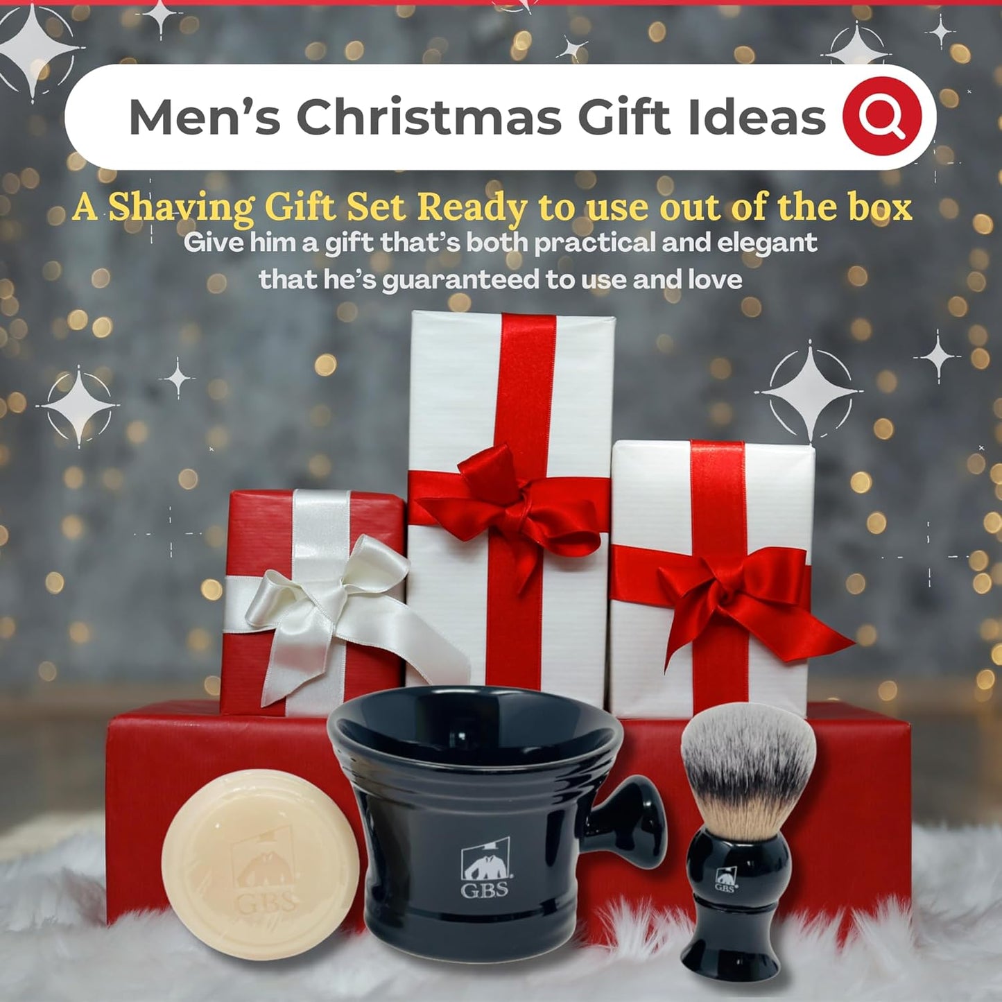 Men’s Wet Shaving Kit - Complete 4-Piece Set with Ceramic Bowl, Shave Brush & Shea Butter Soap | Black