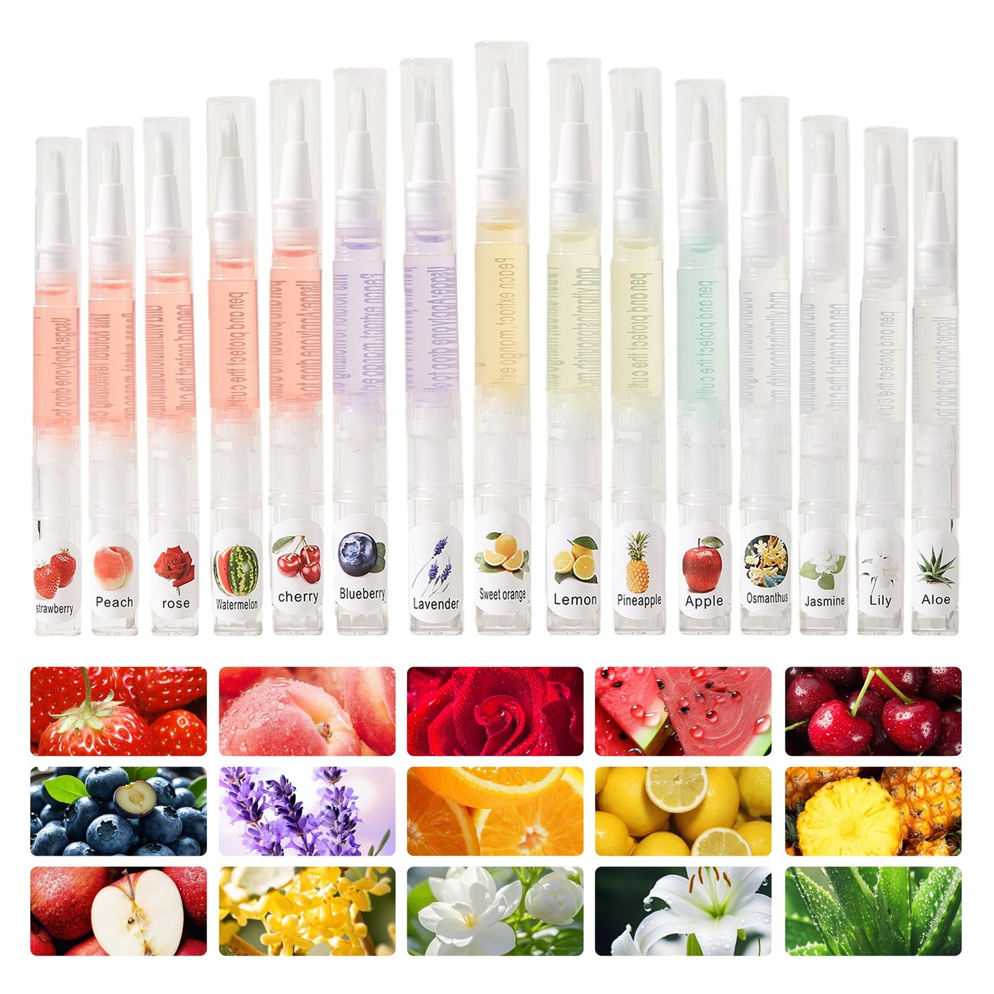 NOVAL Cuticle Oil Pen Set, 15 Pcs Scented Nail Care Pens for Dry Cuticles, Portable Brush Applicator, Travel Size Bulk Pack for Home and Salon Use