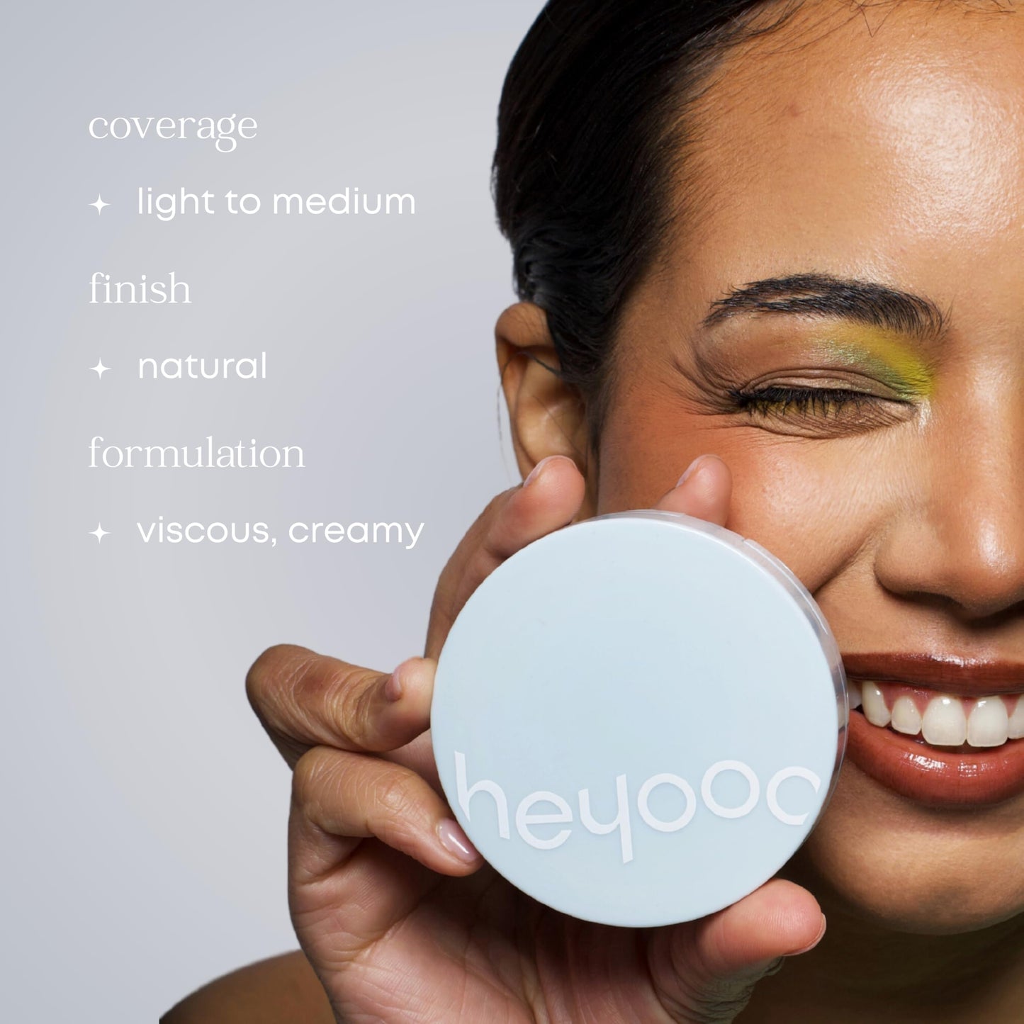 Heyooo Natural Glow Foundation - Light to Medium Coverage Cushion Foundation with Hyaluronic Acid & Tea Tree Extract - Vegan, Cruelty-Free Cream - K Beauty - 15g/0.52oz - Desert Sand