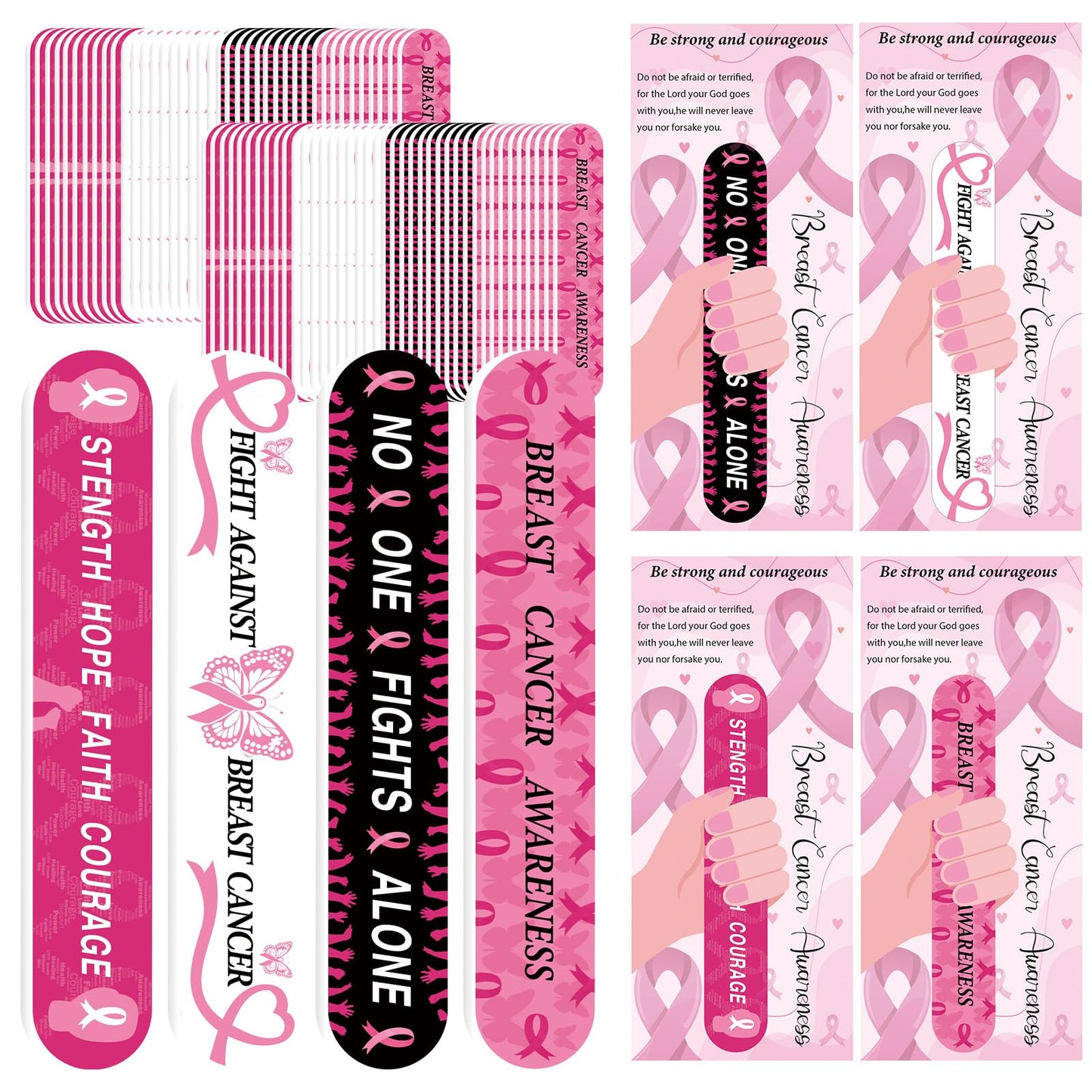 100 Sets 4.72" Breast Cancer Awareness Gift Nail File with Pink Ribbon Design Breast Cancer Awareness Nail Files Bulk Manicure Tools for Women Party Gift Accessories (100PC)