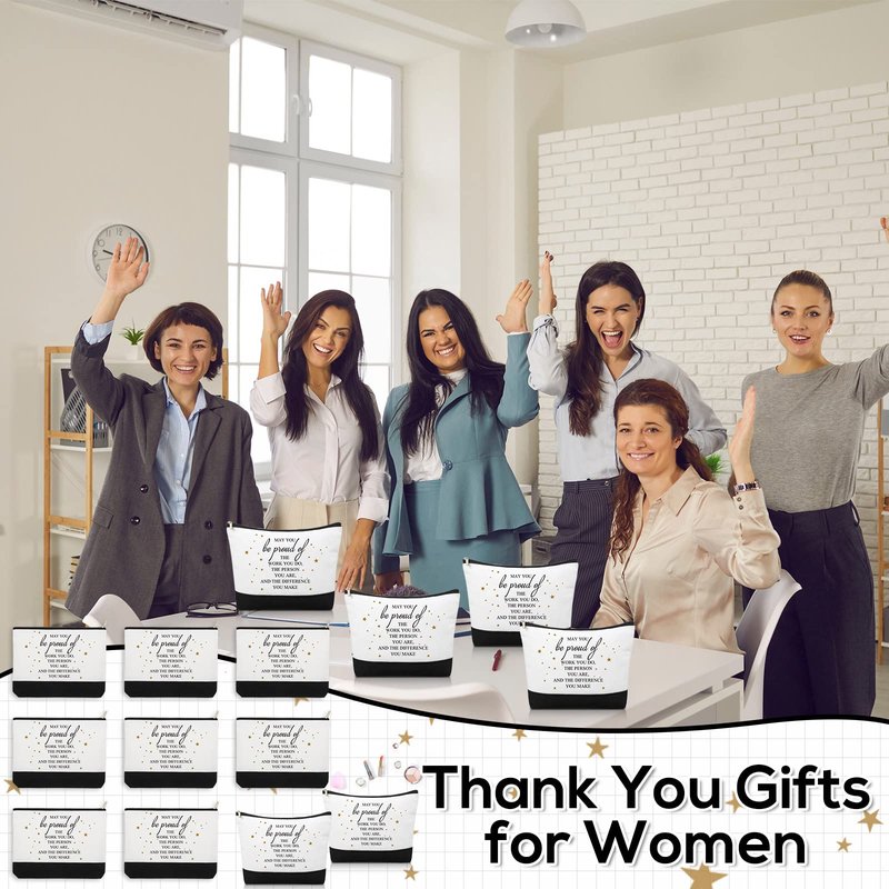 Roowest 20 Pcs Employee Appreciation Gifts Bulk Cosmetic Bags for Cna Week 2026 Makeup Bag Thank You Makeup Pouches with Zipper Office Groups Gift for Team Coworker Staff Nurse(White,Proud)