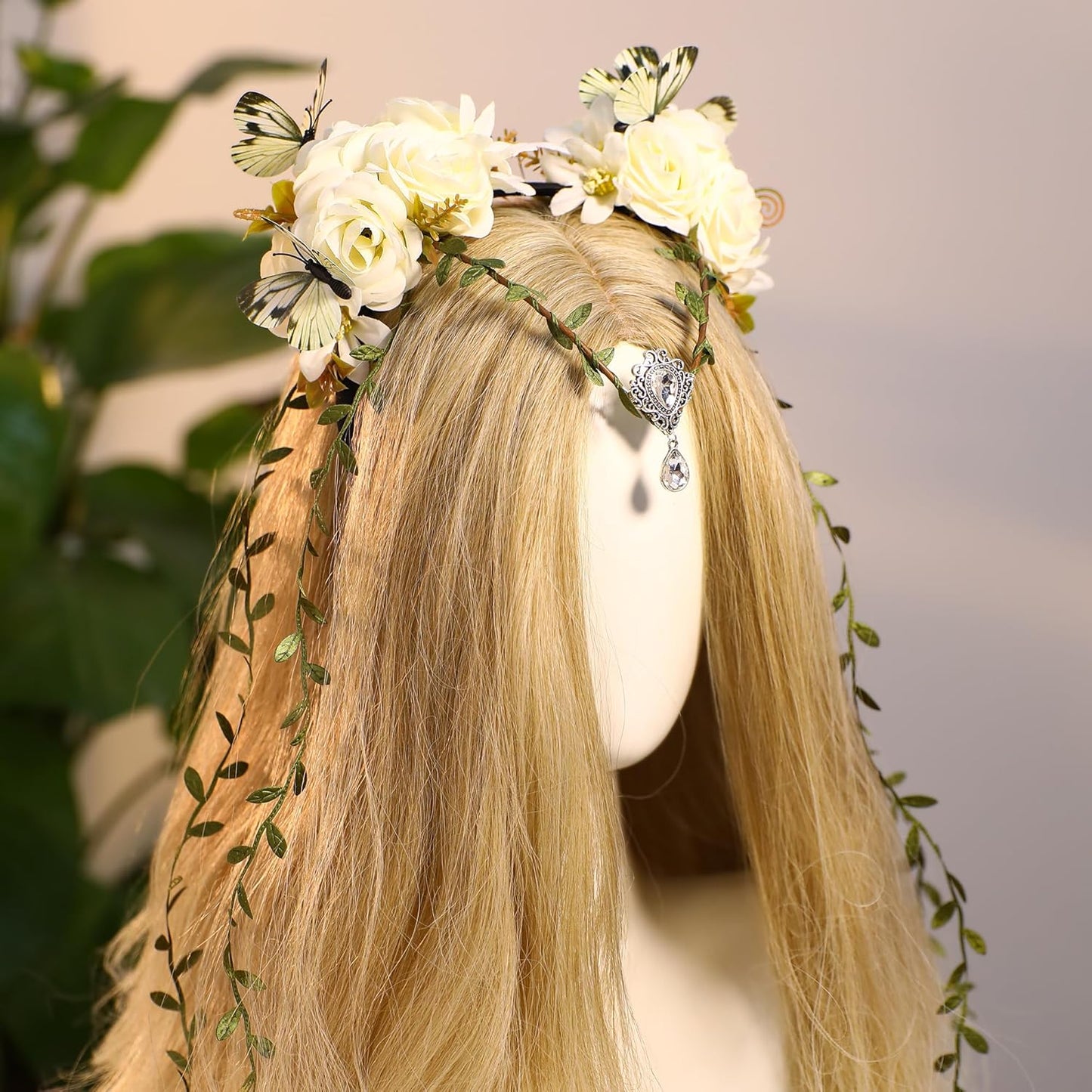 Fairy Flower Crown - White Elf Vine Headpiece & Floral Headband for Women | Perfect for Renaissance Weddings & Cosplay