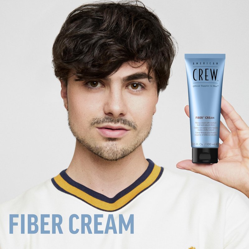 American Crew Men's Fiber Cream, Medium-Firm Hold Styling for Frizz Control & Defined Texture, Natural Shine, 3.3 fl oz