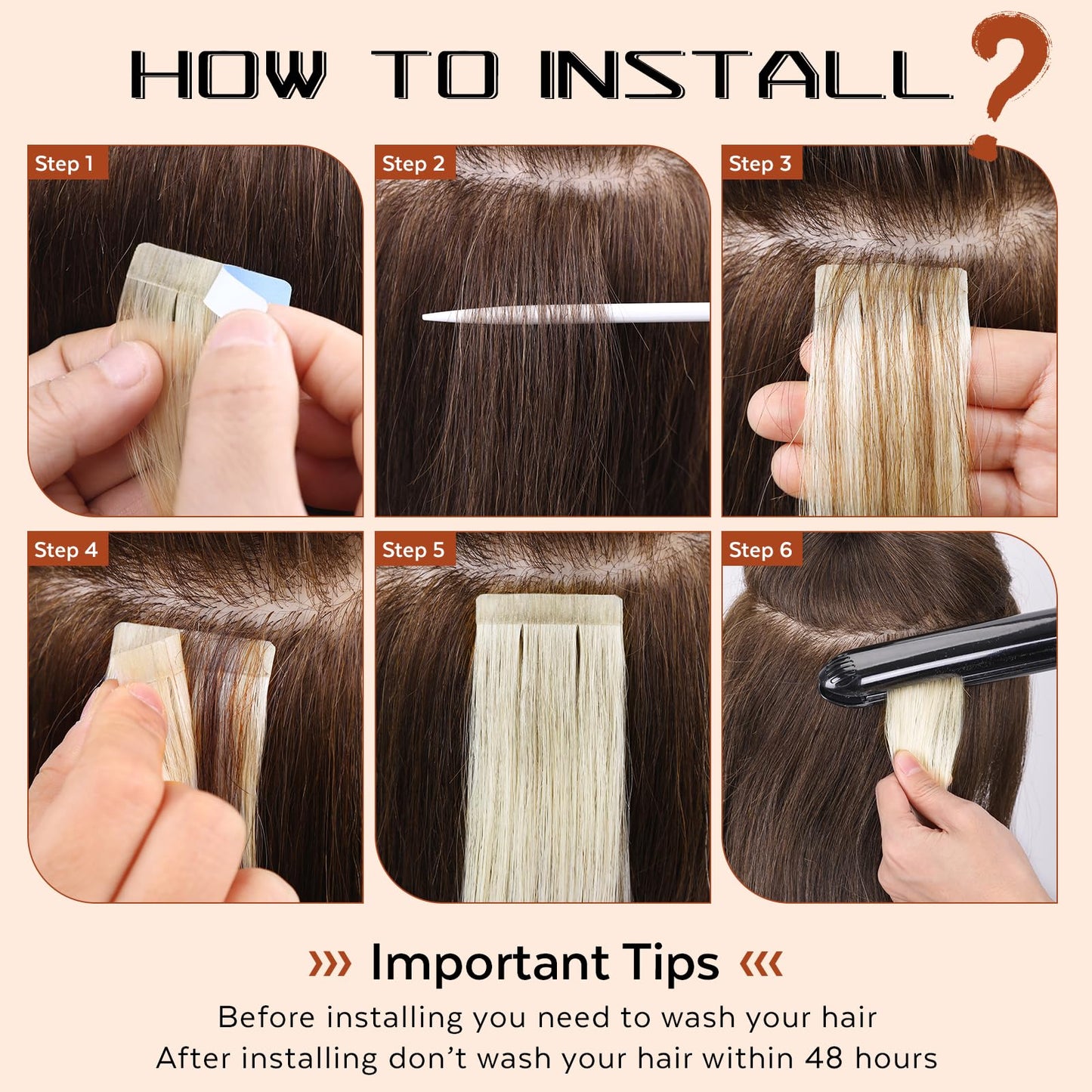 LADY MIRANDA Tape In Human Hair Extensions Straight Invisible 20PCS 50g